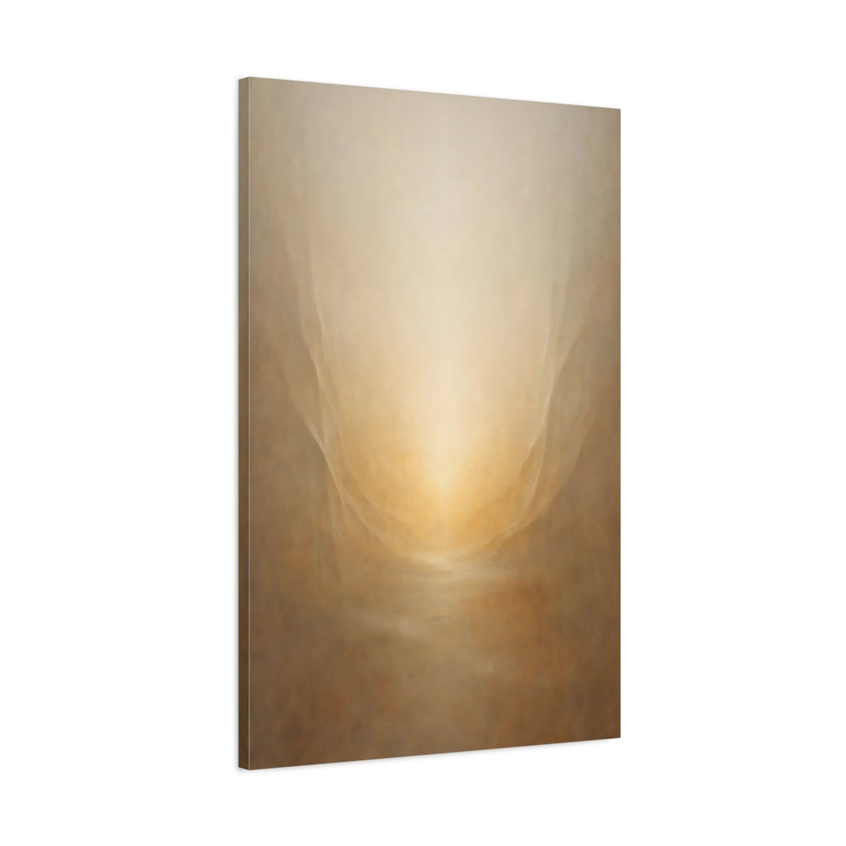 Side Mockup 1. Abstract Golden Glow Golden Abstract shown as stretched canvas wall art