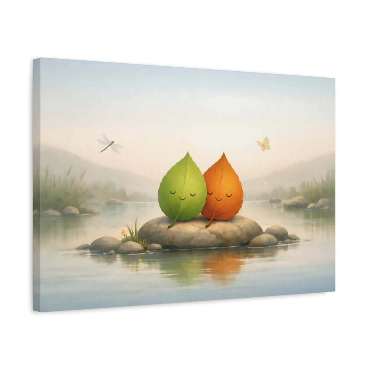Funny Leaves Peaceful Cute Nature - Canvas Wall Art Print