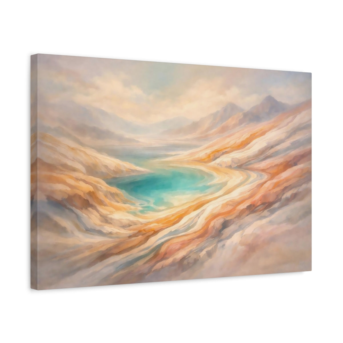 Nature Mountain Lake Warm Turquoise Landscape - Canvas Wall Art Print