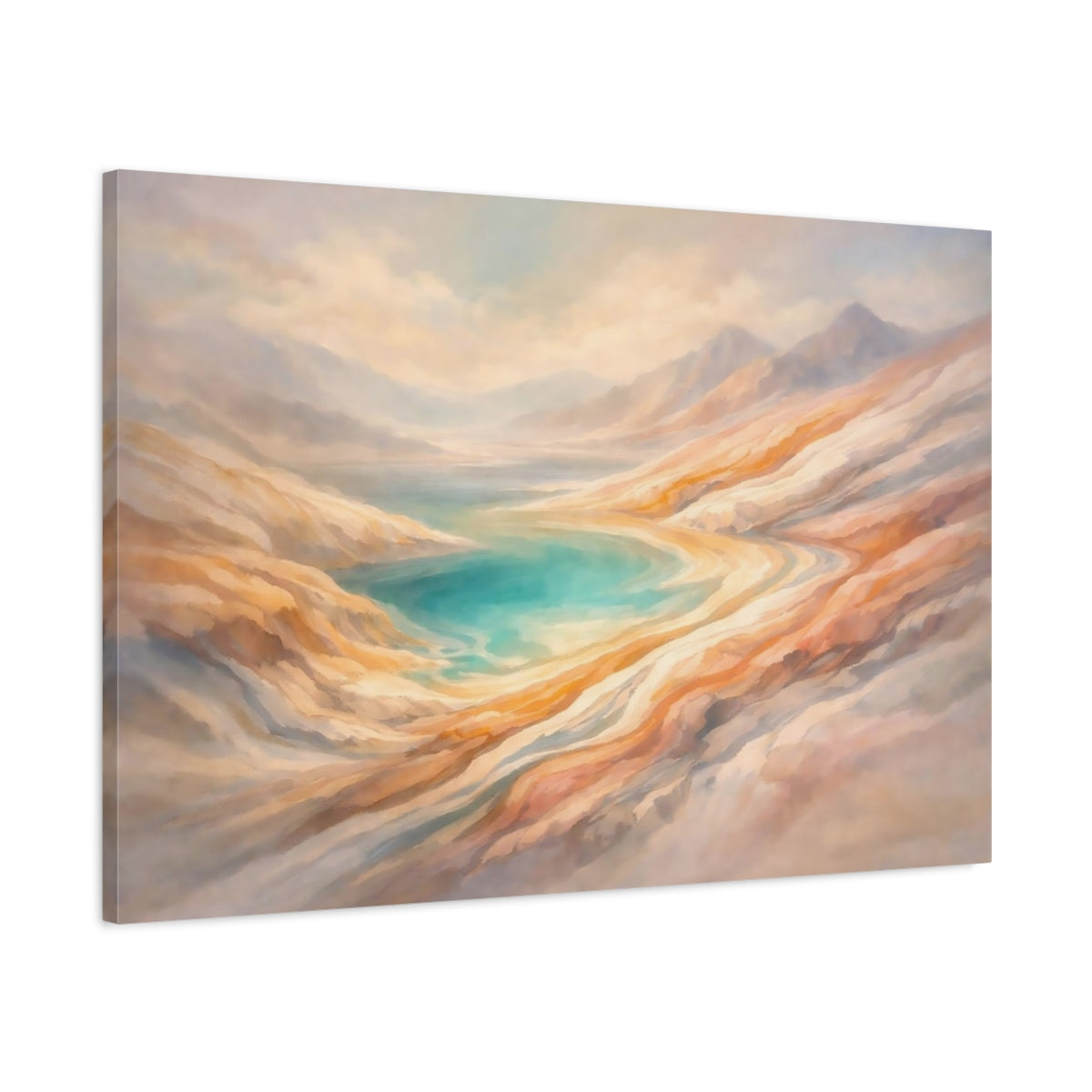 Nature Mountain Lake Warm Turquoise Landscape - Canvas Wall Art Print