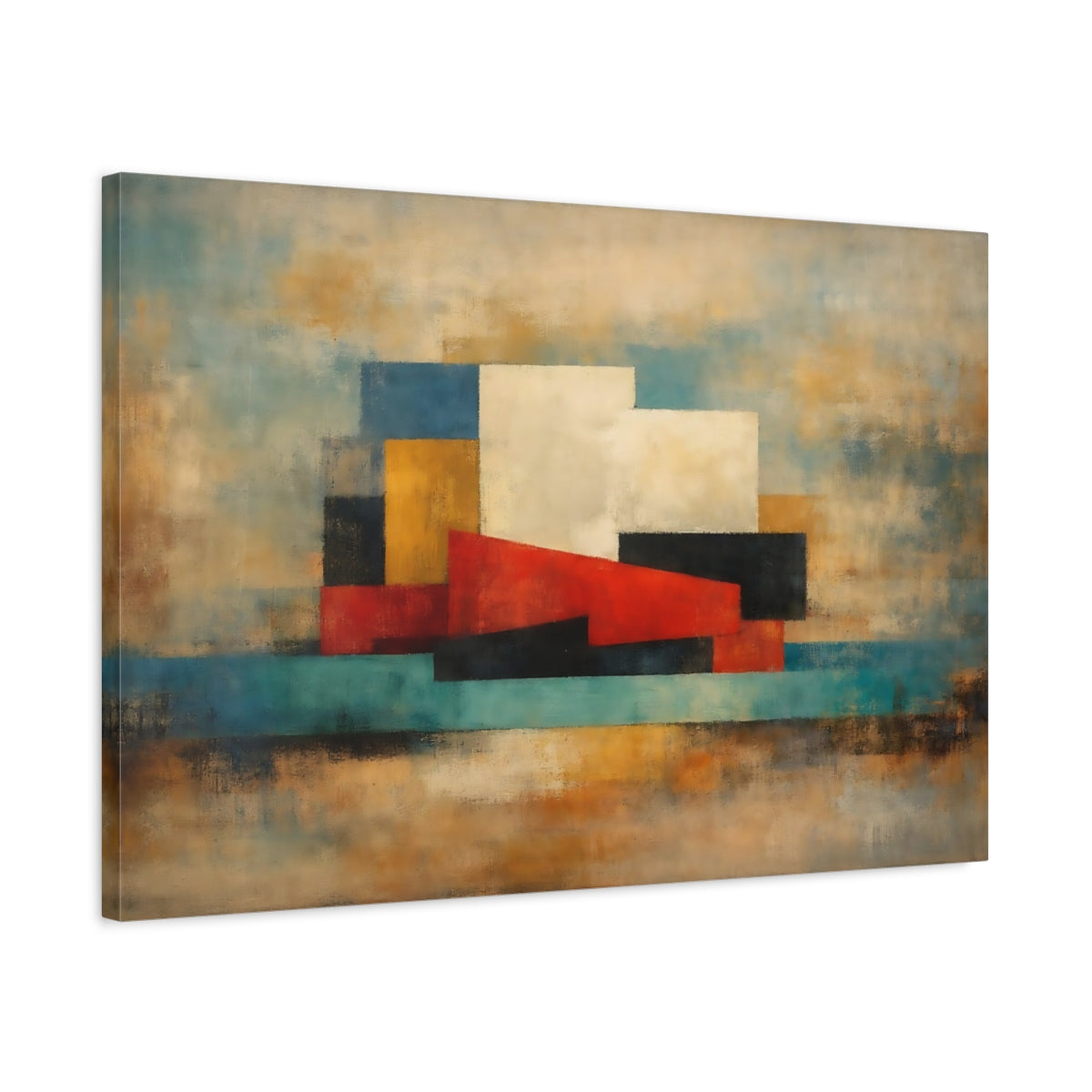 Vintage Layered Abstract Geometric Shapes - Canvas Wall Art Print