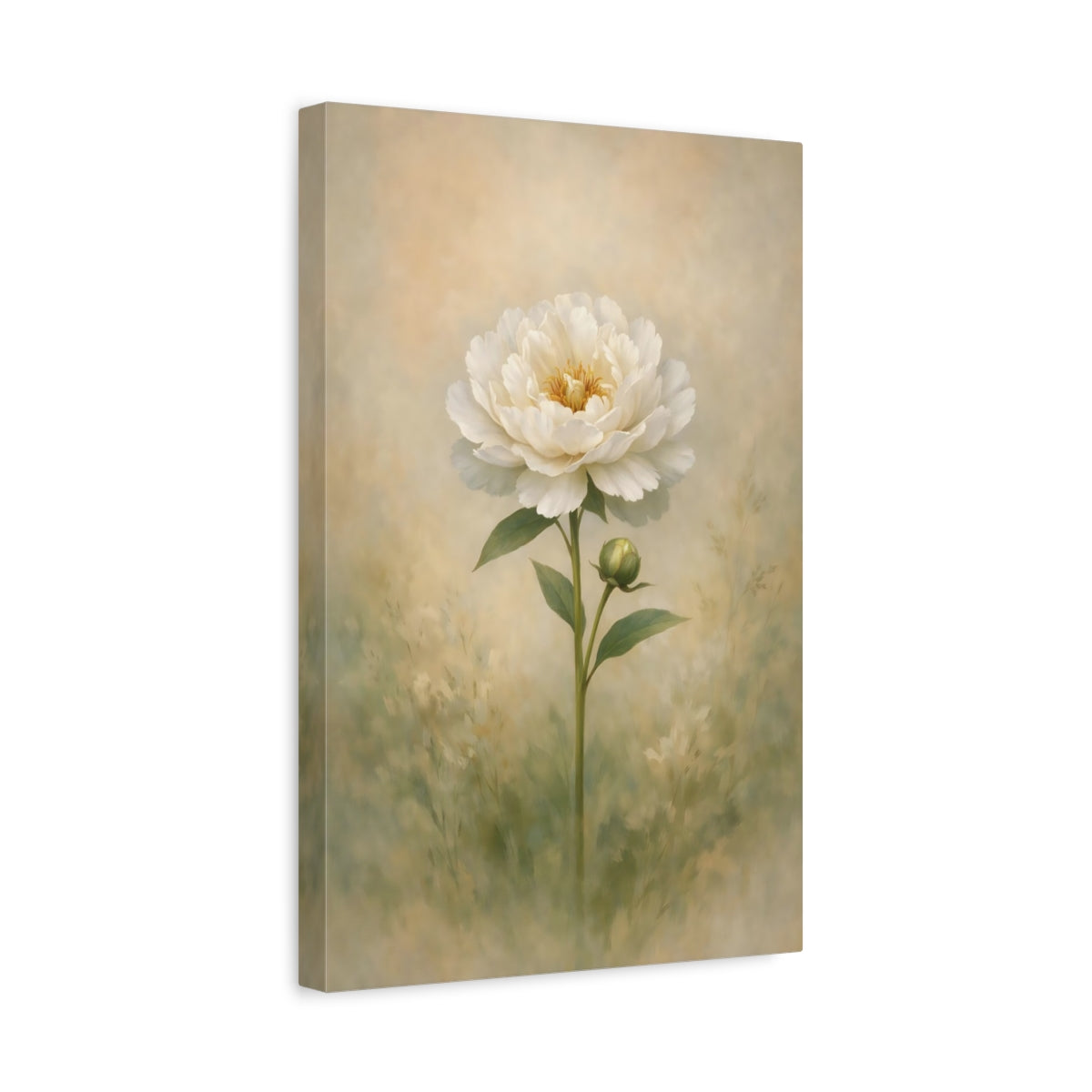 Floral White Peony - Canvas Wall Art Print