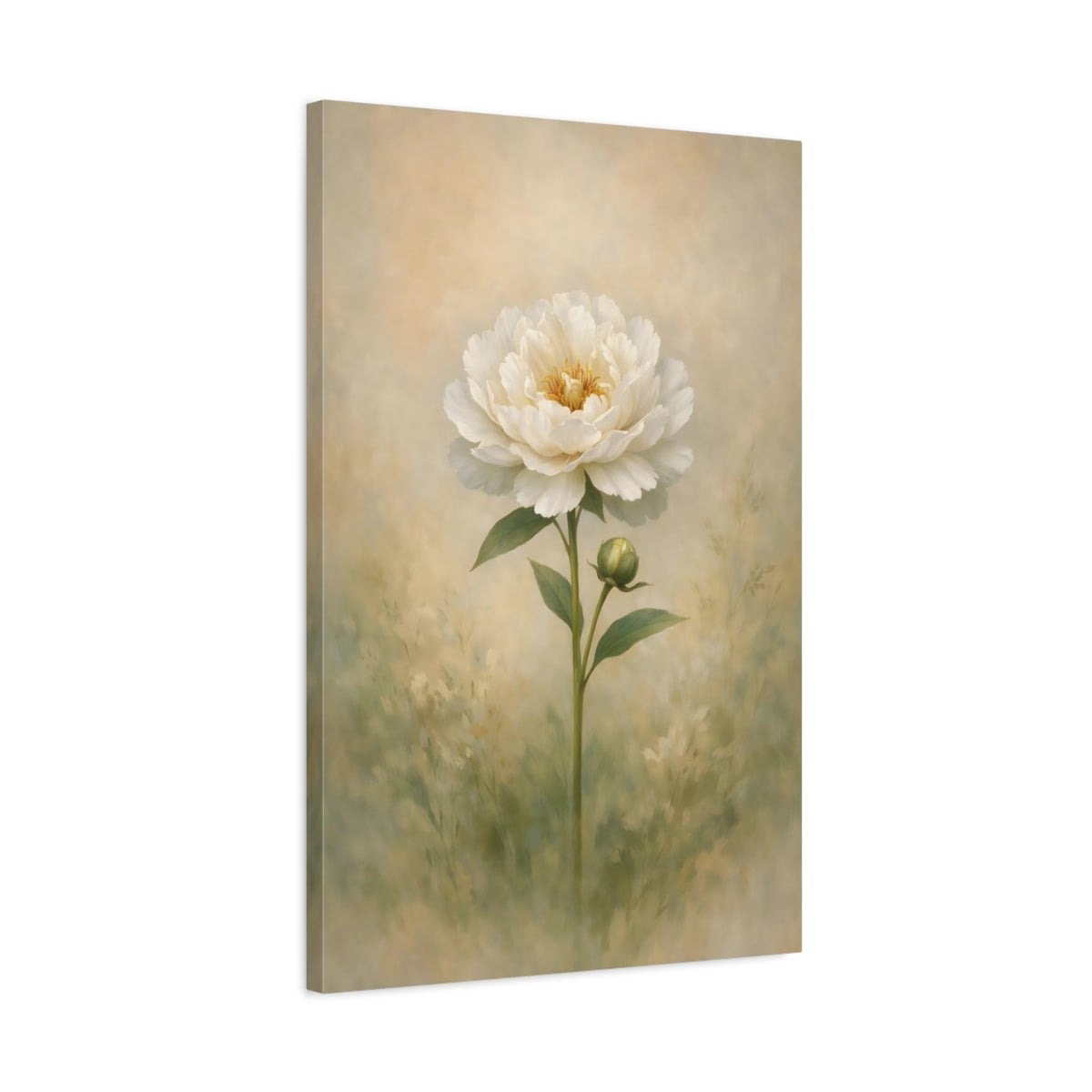 Floral White Peony - Canvas Wall Art Print