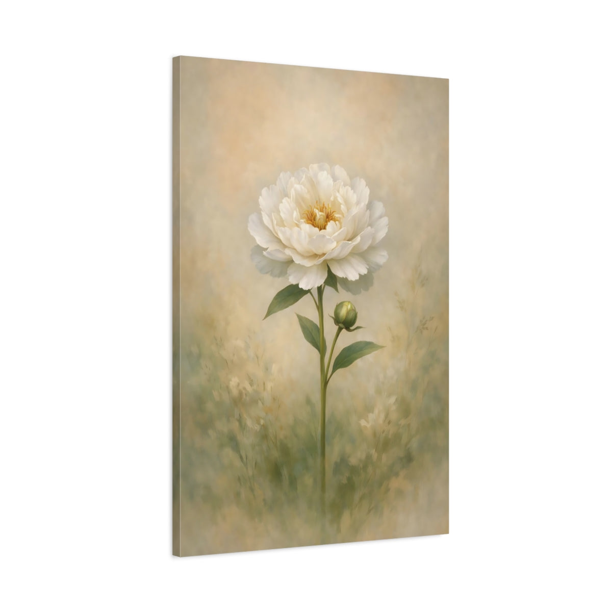 Floral White Peony - Canvas Wall Art Print