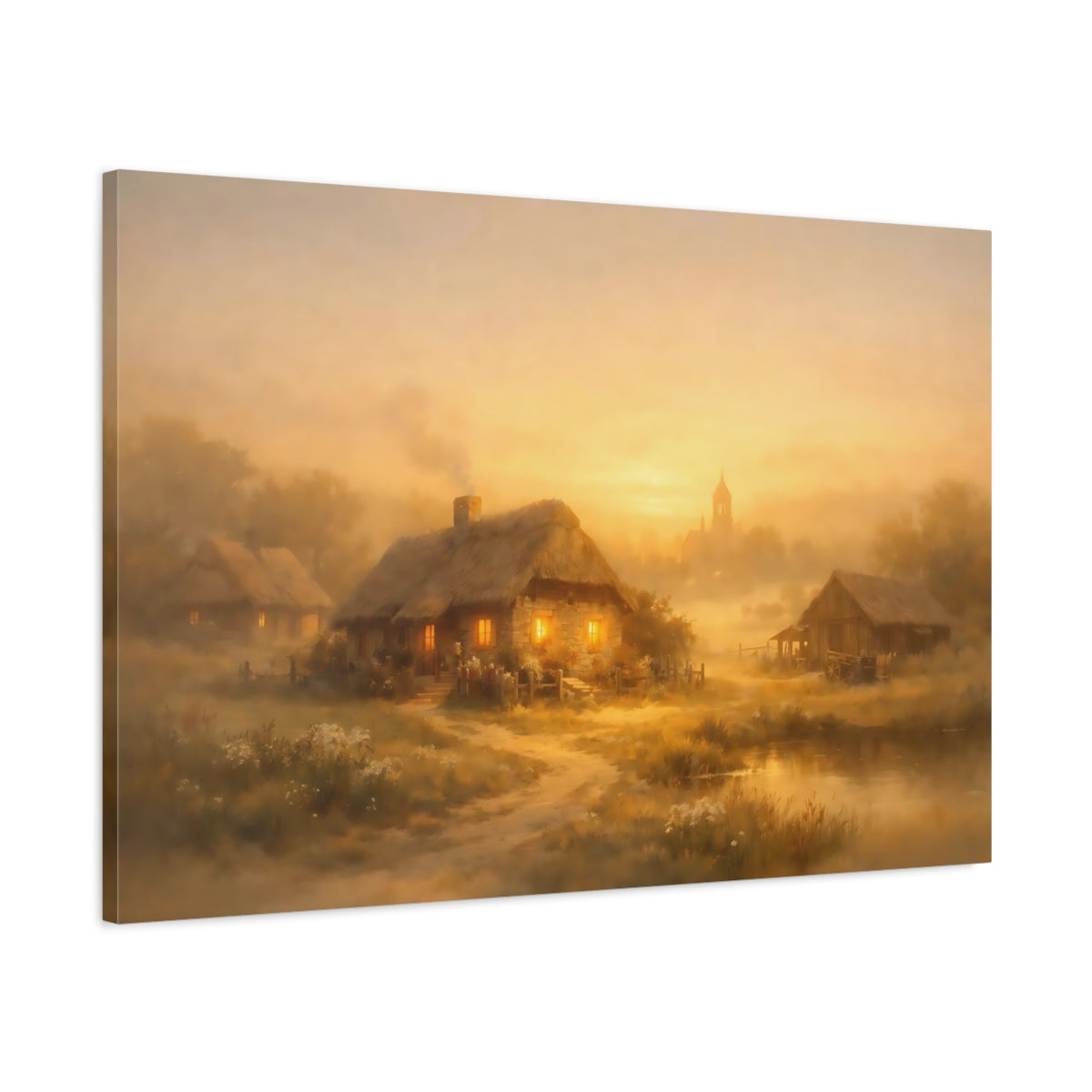 Nature Cottages Golden Village - Canvas Wall Art Print