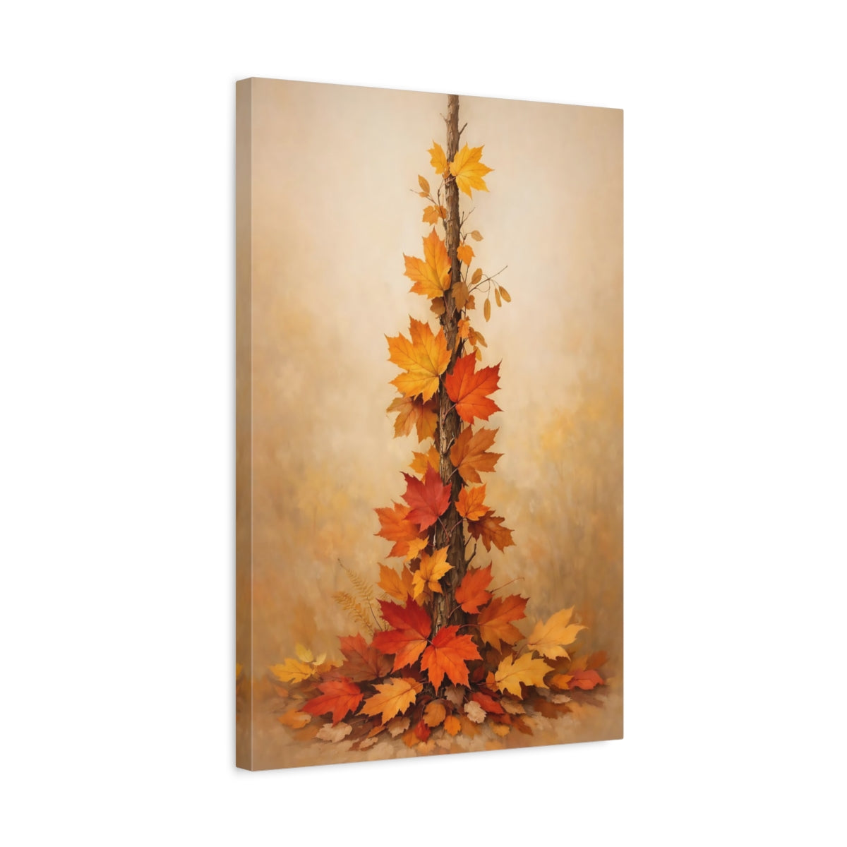 Side Mockup 3. Nature Maple Leaves Autumn Leaves shown as stretched canvas wall art