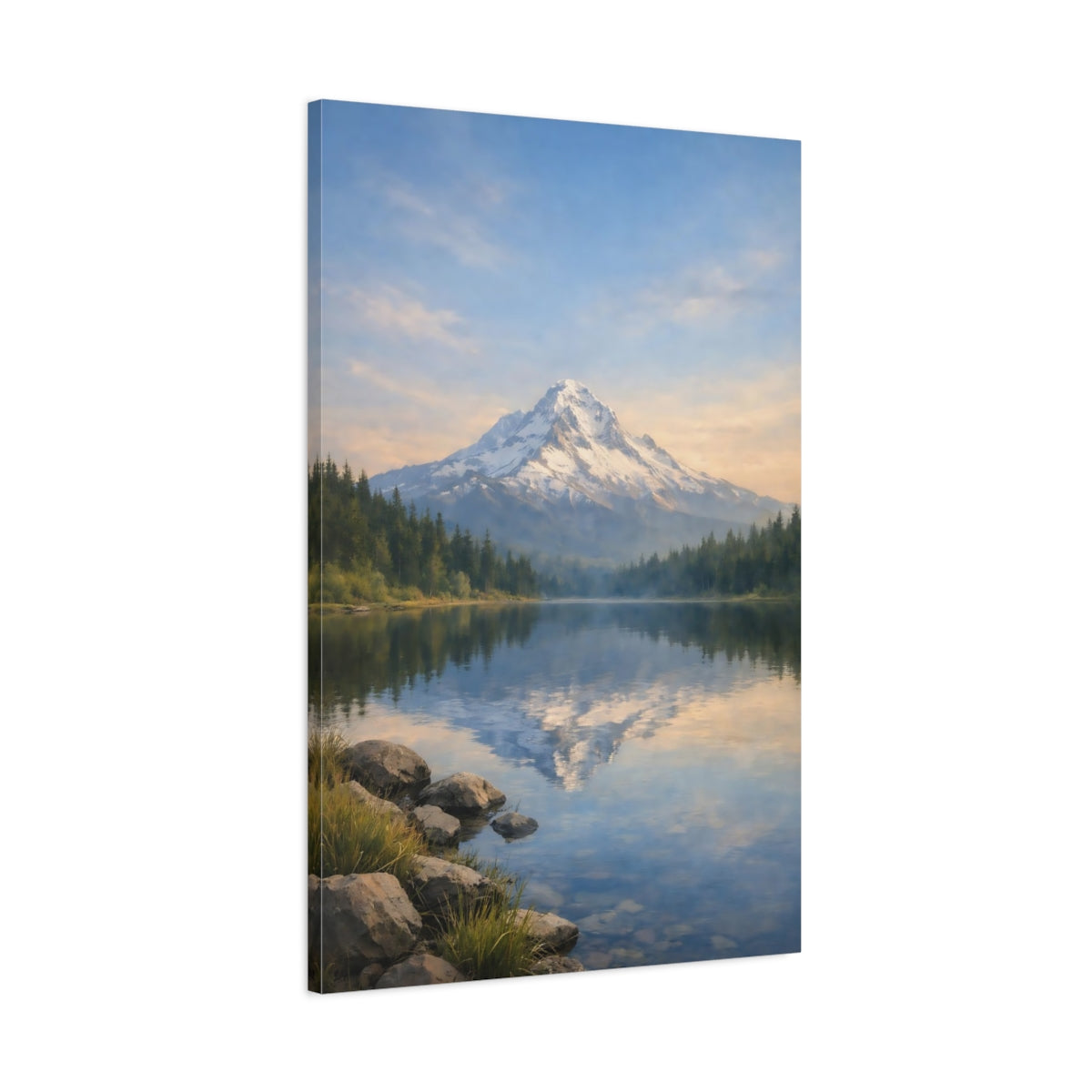 Nature Snowy Mountain Blue Lake - Canvas Wall Art Print