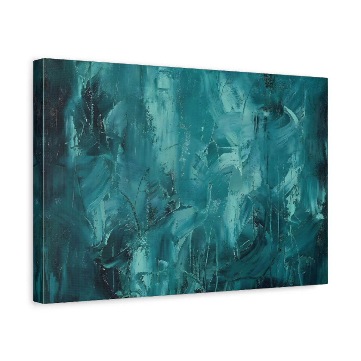Abstract Strokes Teal - Canvas Wall Art Print