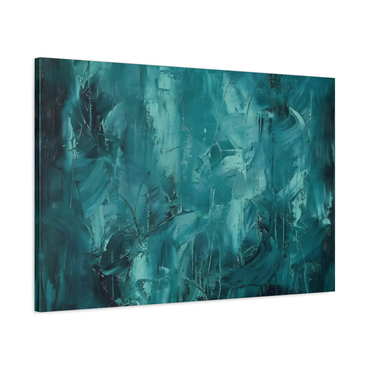 Abstract Strokes Teal - Canvas Wall Art Print