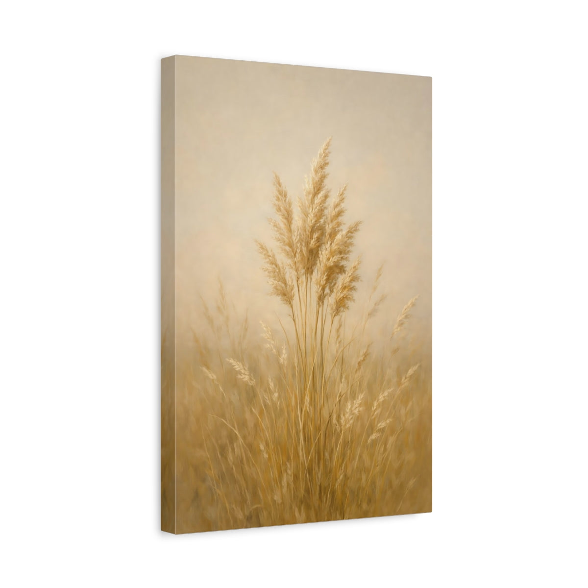 Side Mockup 4. Nature Pampas Grass Beige Pampas Grass shown as stretched canvas wall art