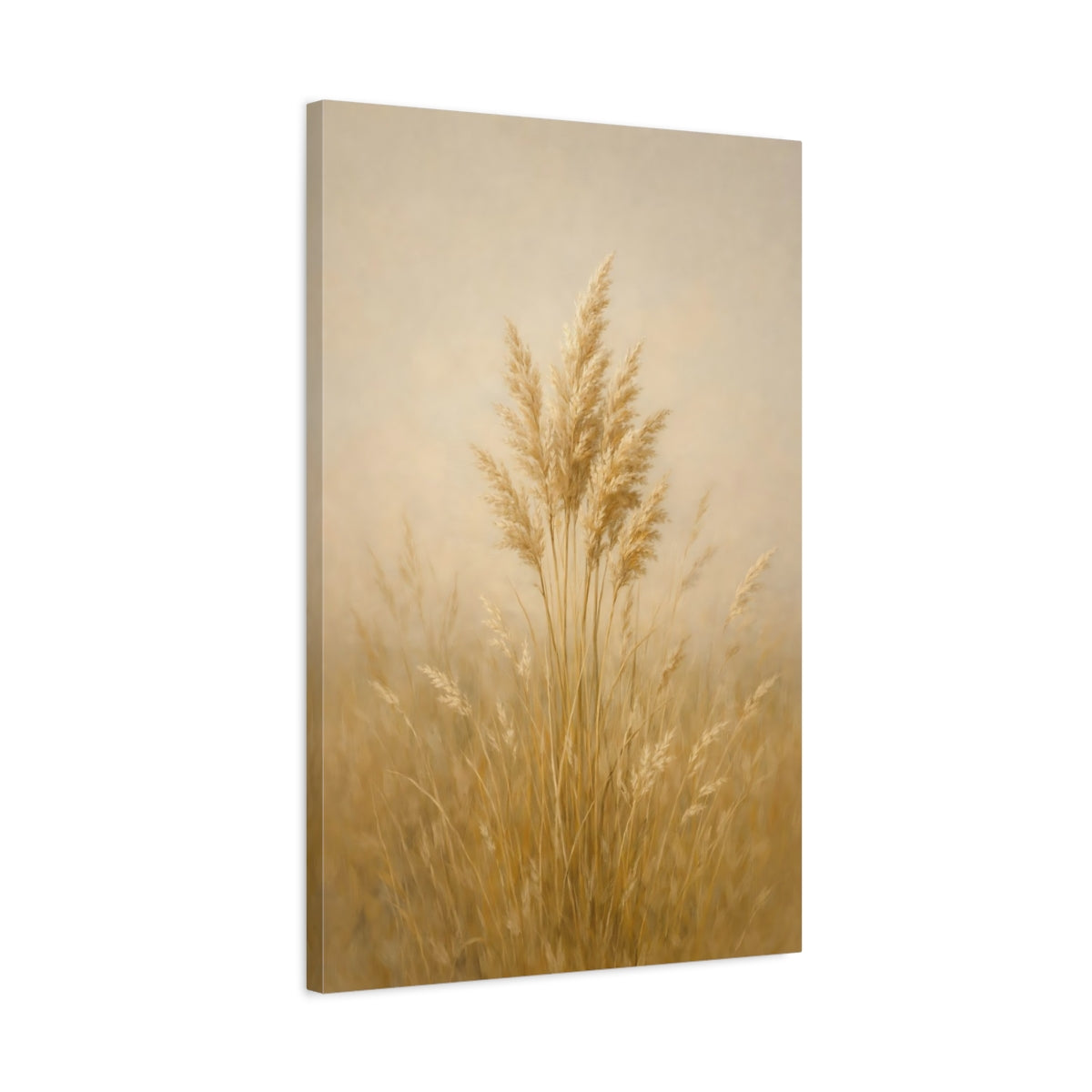 Side Mockup 2. Nature Pampas Grass Beige Pampas Grass shown as stretched canvas wall art
