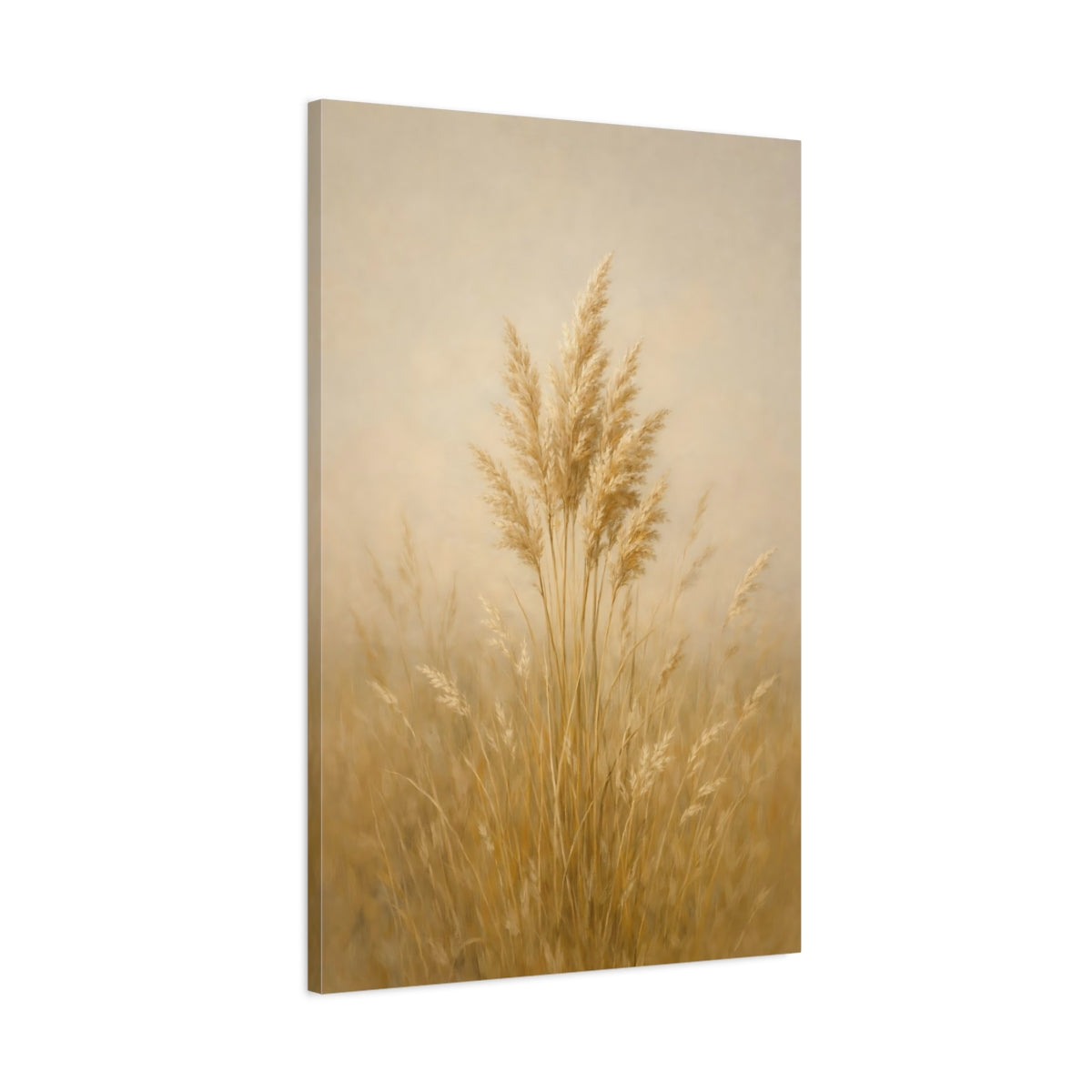 Side Mockup 1. Nature Pampas Grass Beige Pampas Grass shown as stretched canvas wall art