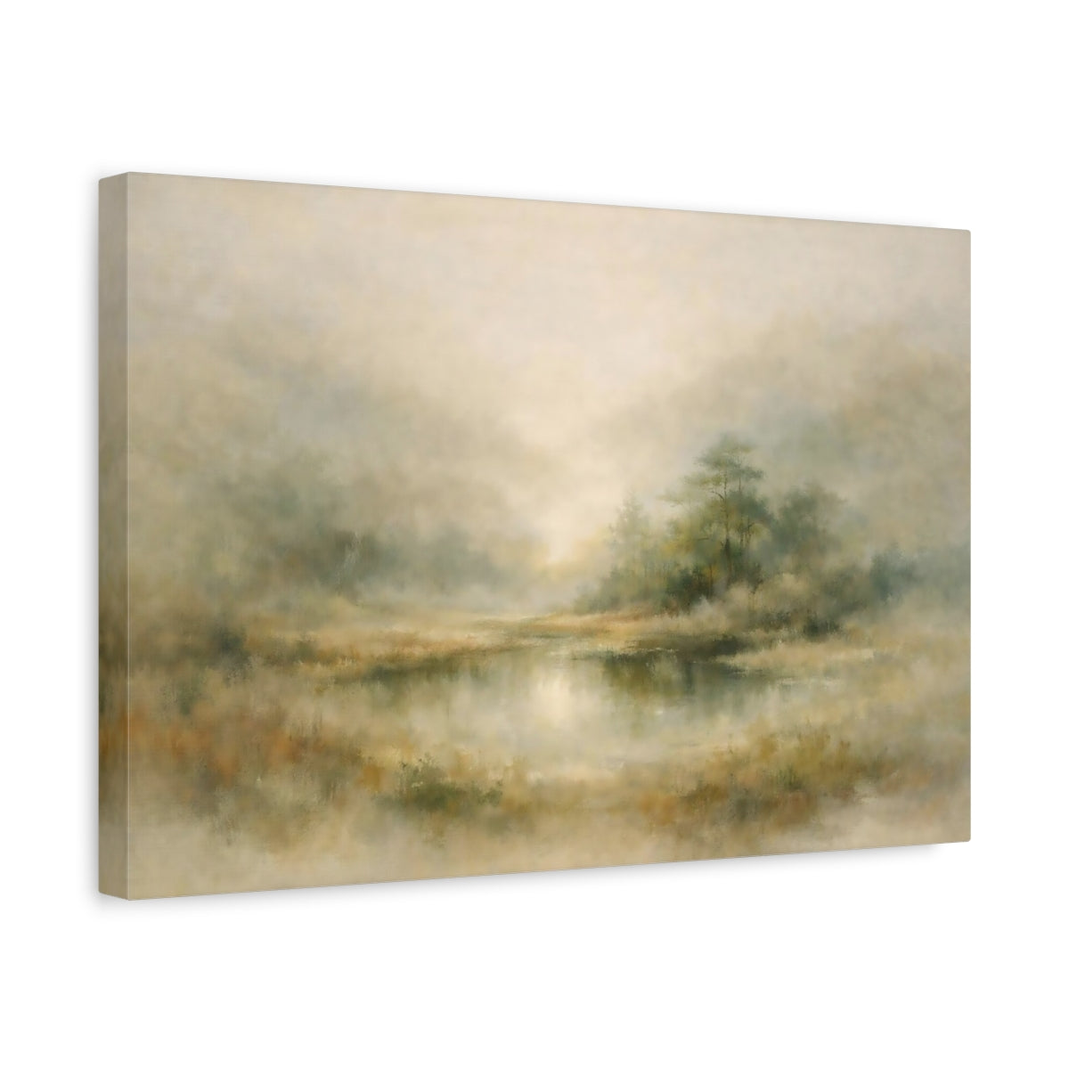 Nature Misty Pond Landscape - Canvas Wall Art Print