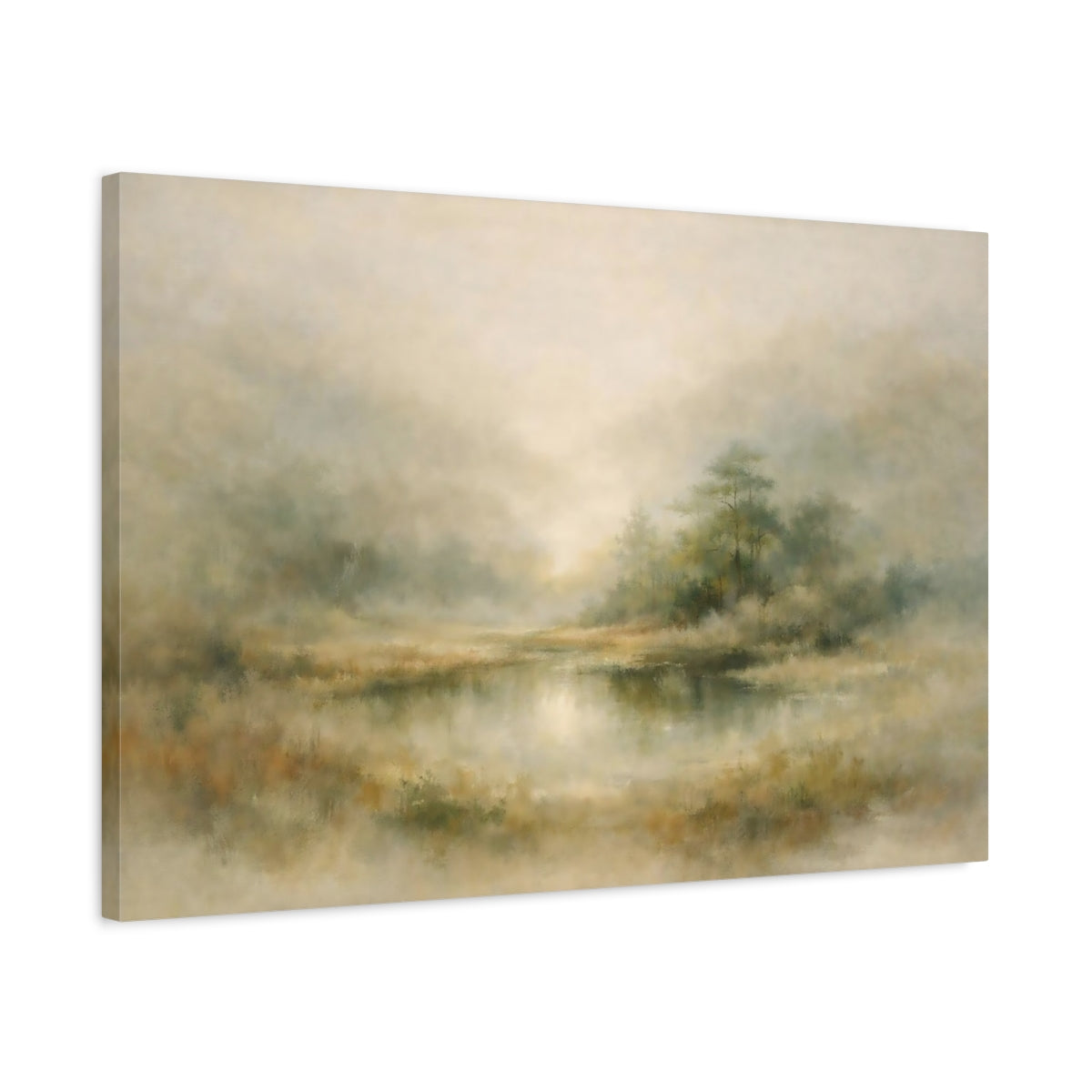 Nature Misty Pond Landscape - Canvas Wall Art Print