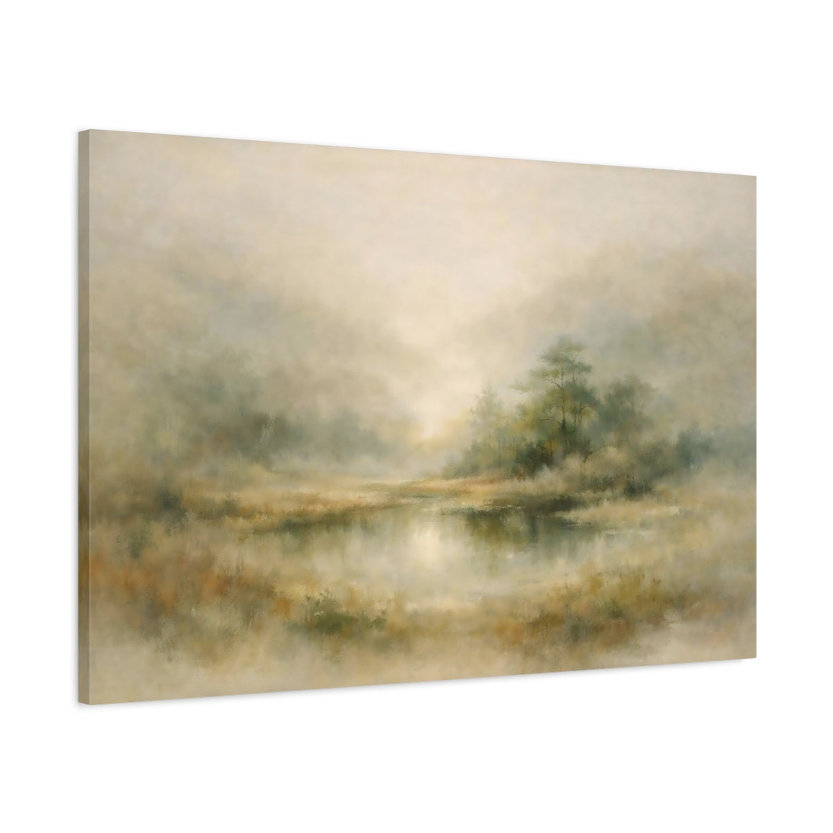 Nature Misty Pond Landscape - Canvas Wall Art Print