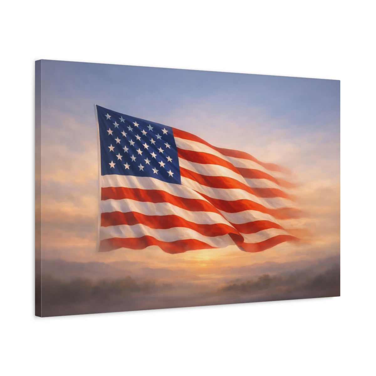 Nature American Flag Red White Blue - Canvas Wall Art Print
