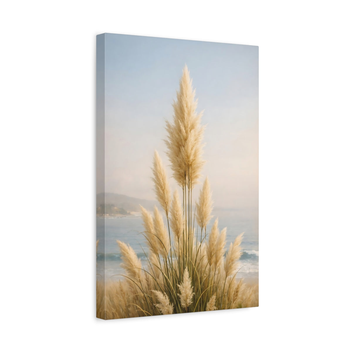 Side Mockup 4. Nature Pampas Grass Pampas Grass Coastal shown as stretched canvas wall art