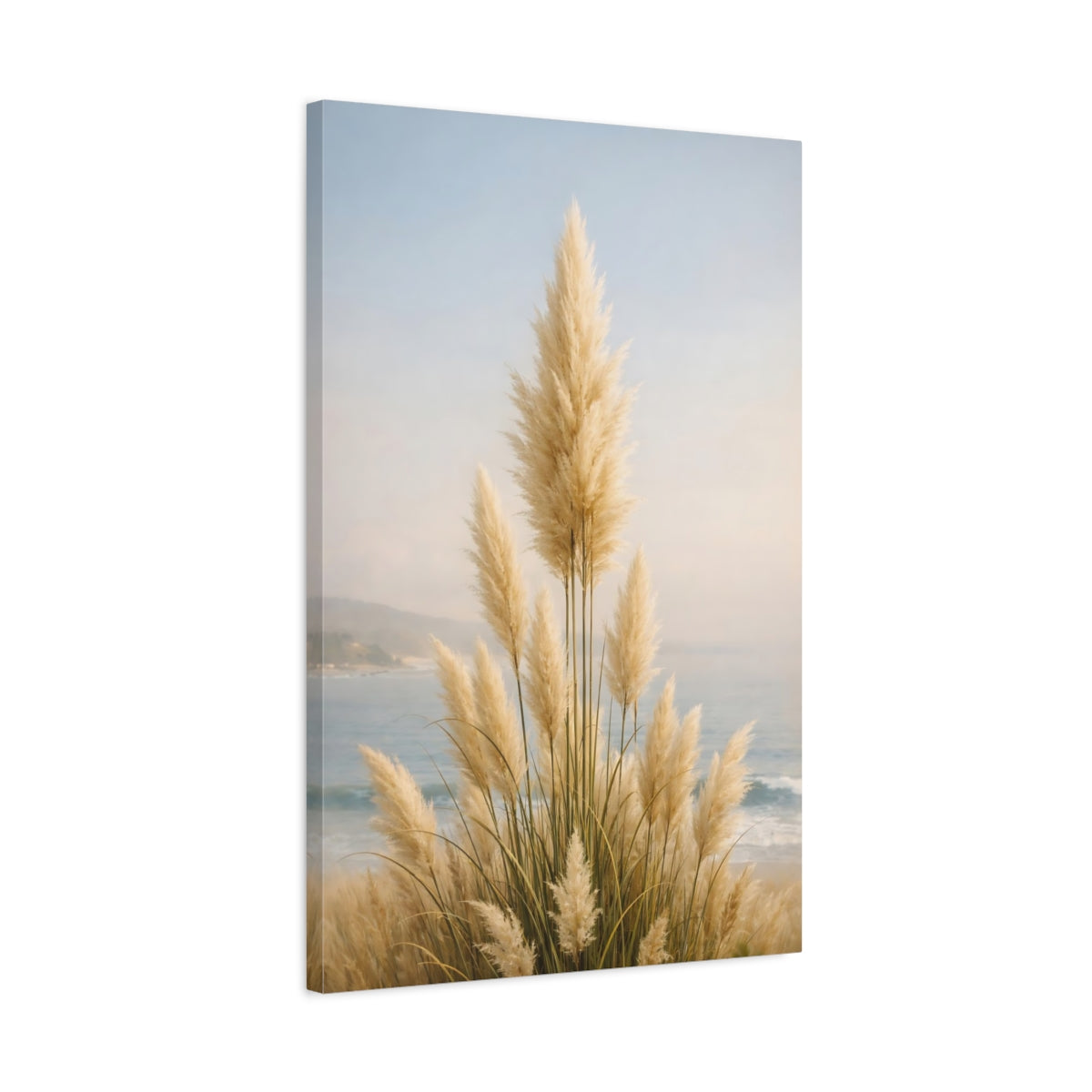 Side Mockup 2. Nature Pampas Grass Pampas Grass Coastal shown as stretched canvas wall art