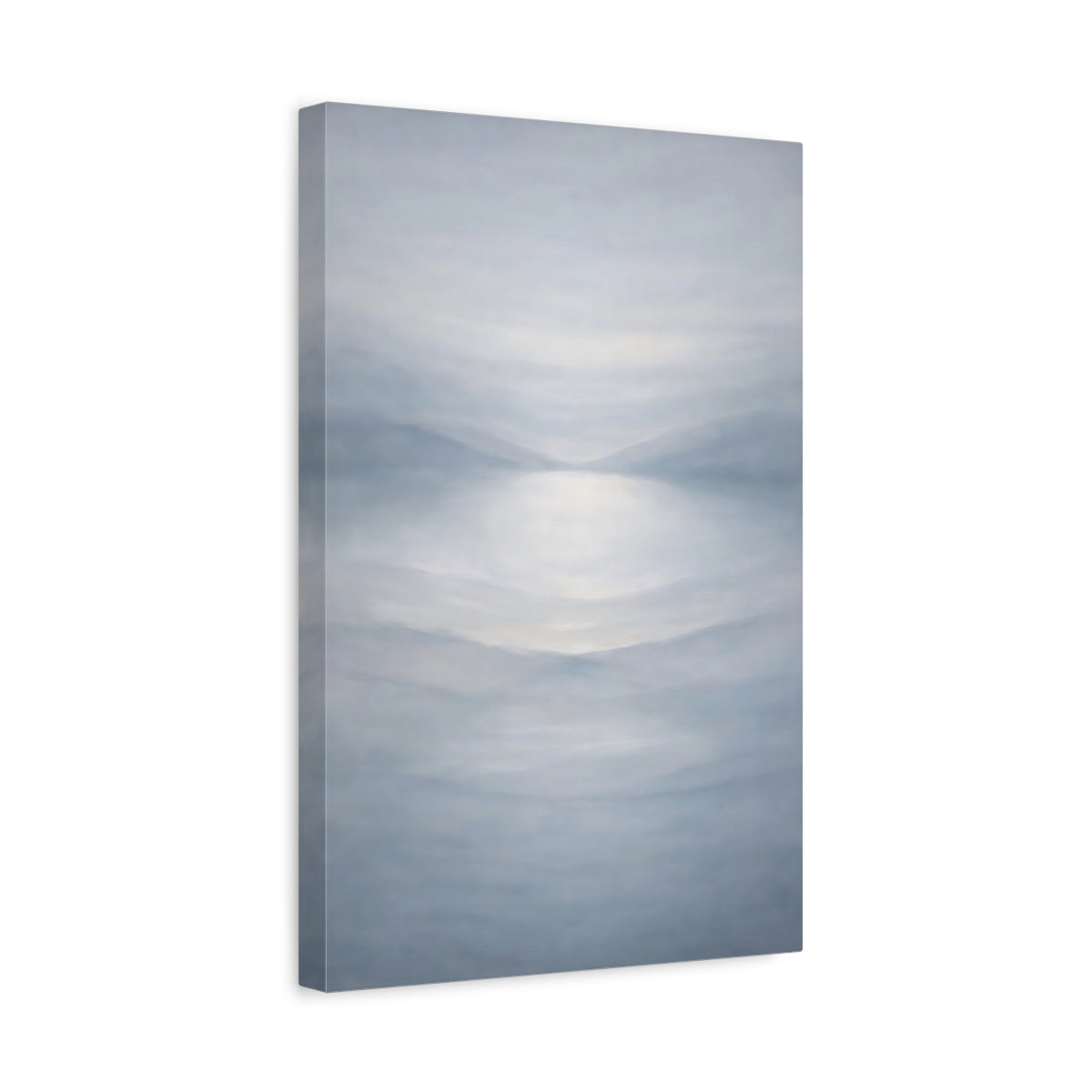 Side Mockup 4. Nature Misty Lake Misty Landscape shown as stretched canvas wall art