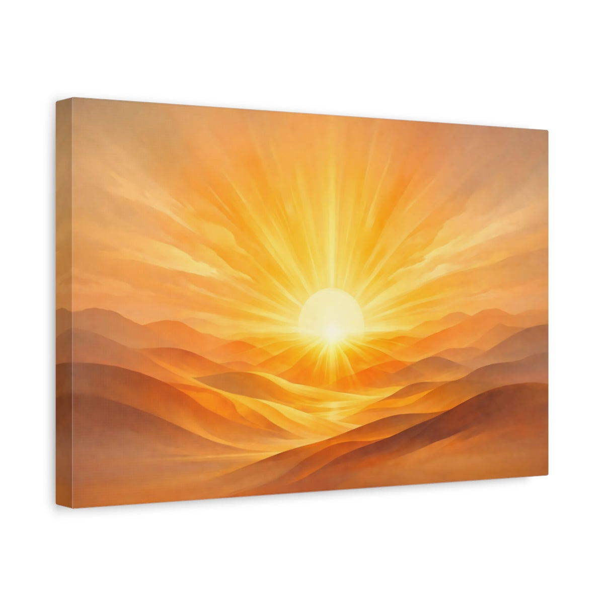 Golden Glow Artistic Flow Desert Sunrise Nature - Canvas Wall Art Print