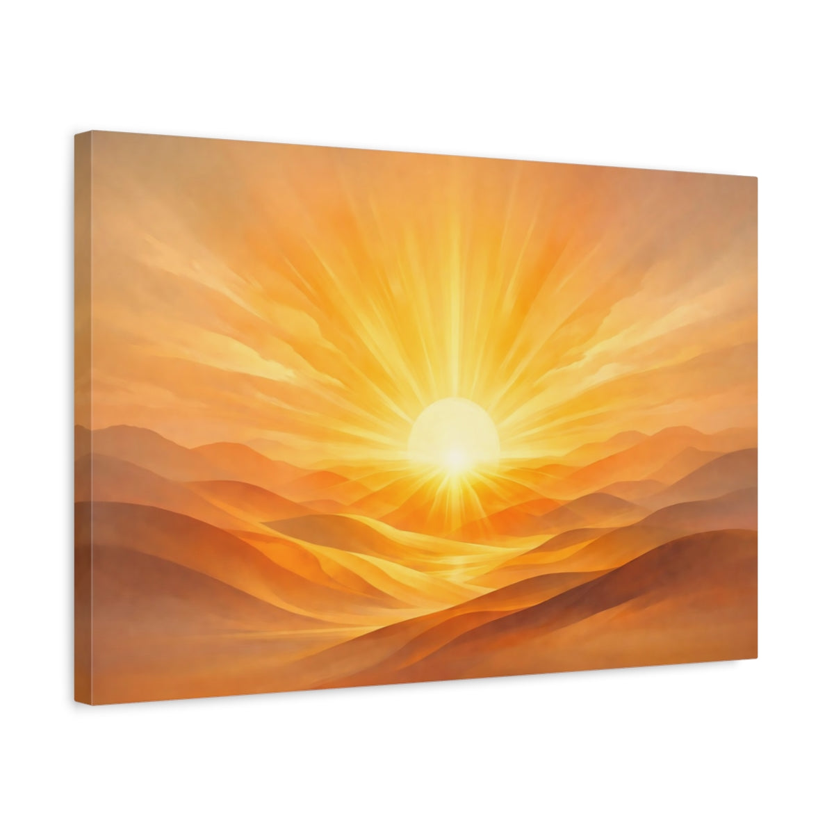 Golden Glow Artistic Flow Desert Sunrise Nature - Canvas Wall Art Print