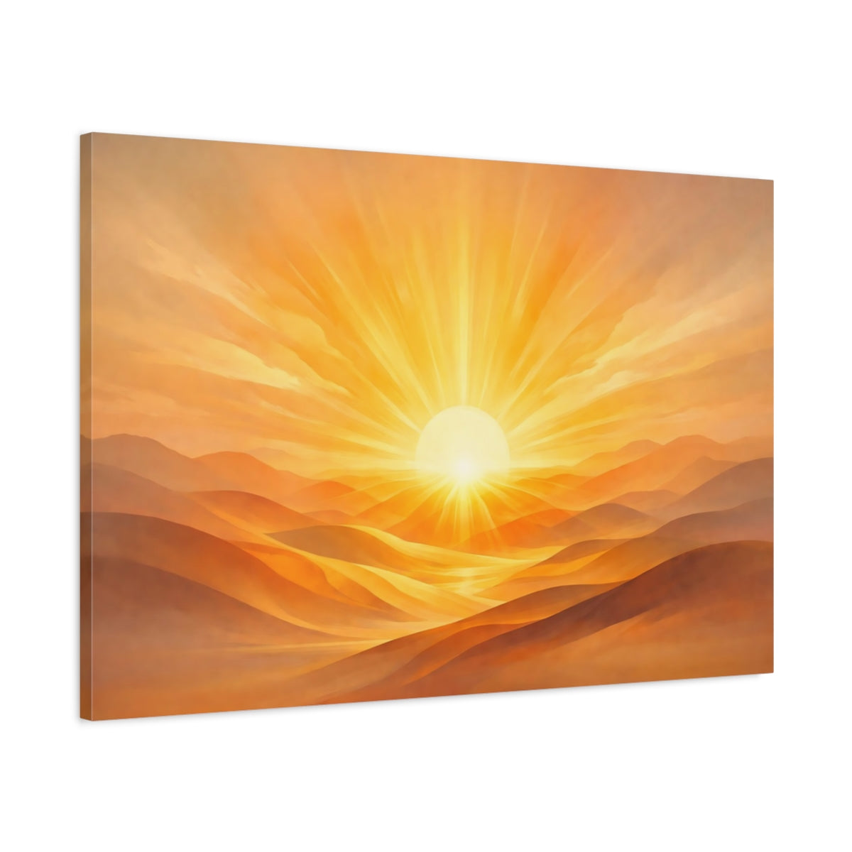 Golden Glow Artistic Flow Desert Sunrise Nature - Canvas Wall Art Print