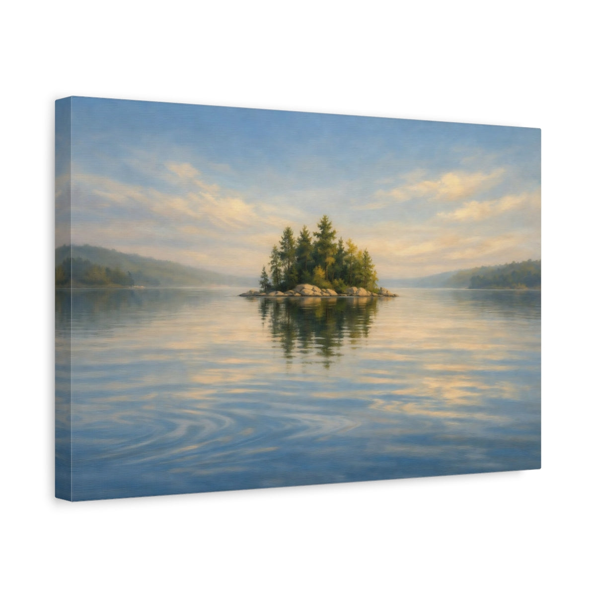 Side Mockup 4. Watercolor Water Ripple Calm Composition shown as stretched canvas wall art