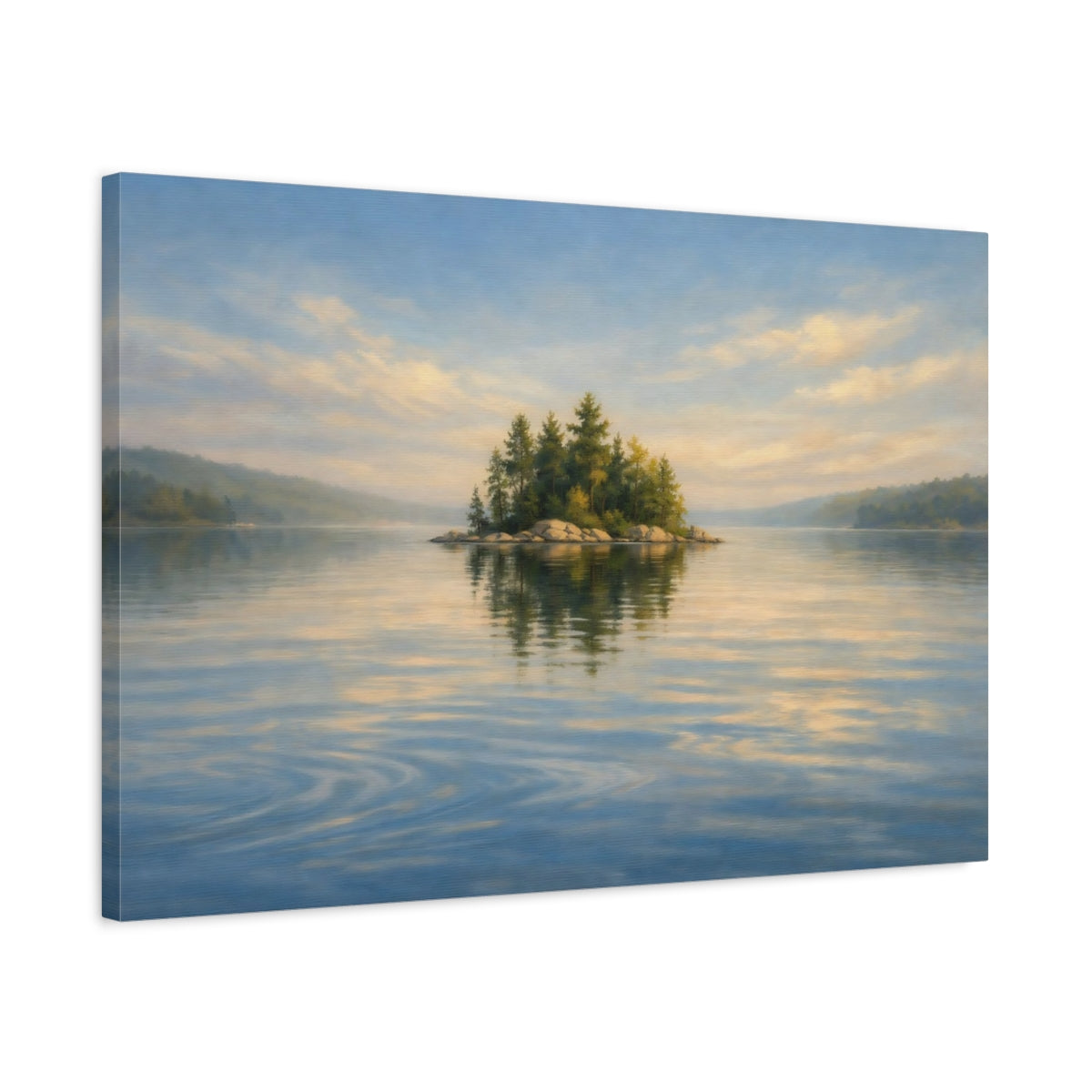 Side Mockup 2. Watercolor Water Ripple Calm Composition shown as stretched canvas wall art