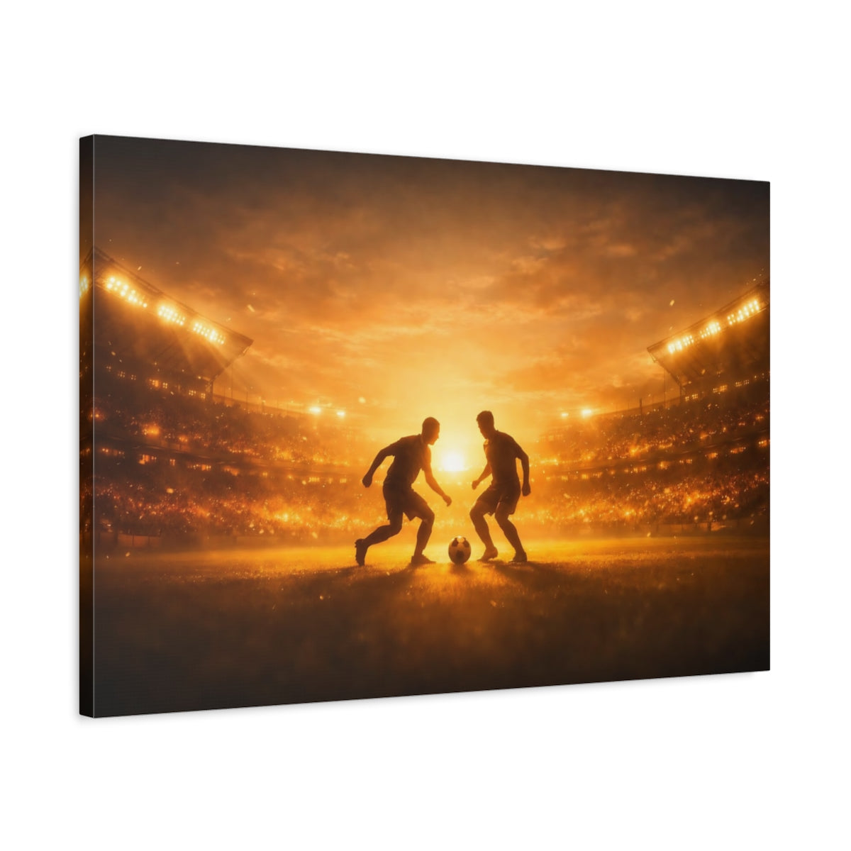 Sports Soccer Players Golden - Canvas Wall Art Print