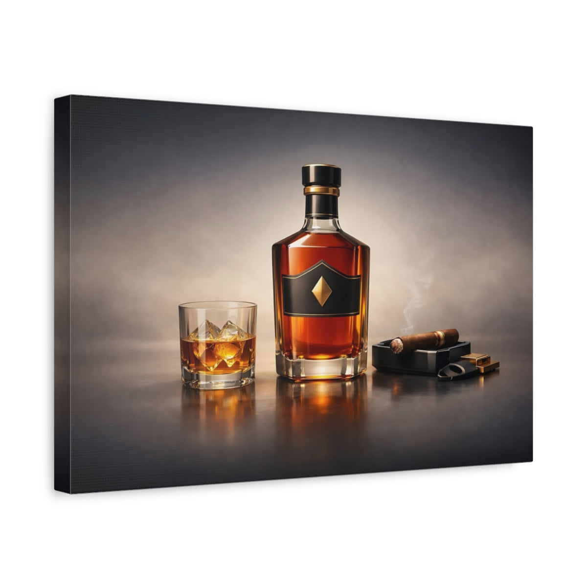 Good Spirits Whiskey & Cigar Vintage - Canvas Wall Art Print
