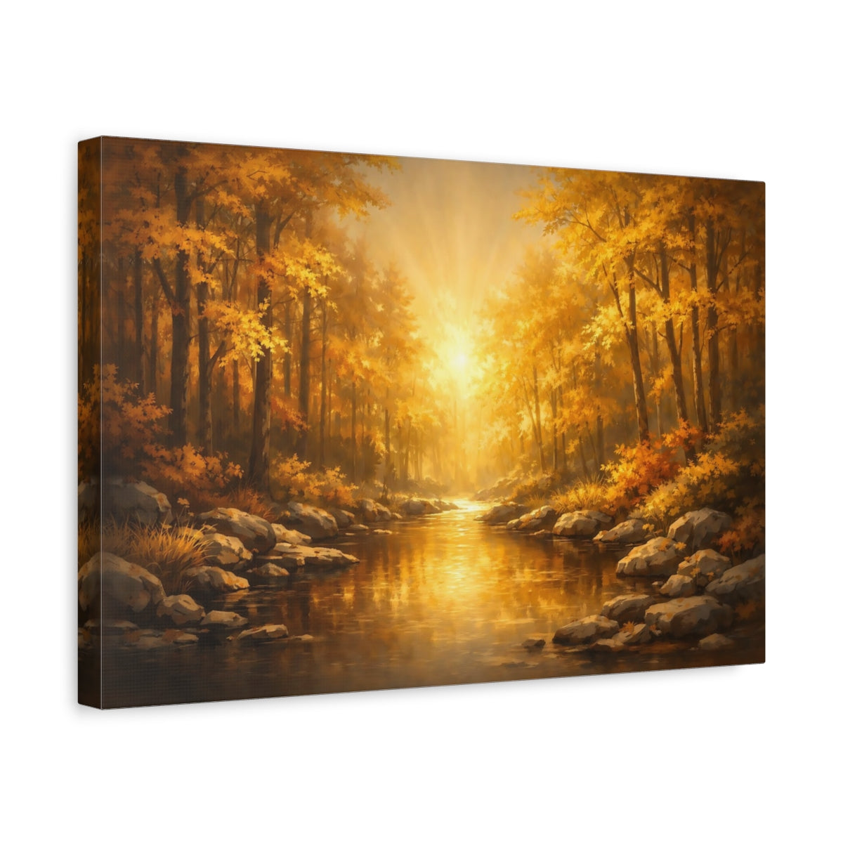Contemporary Golden Forest Autumn Nature - Canvas Wall Art Print