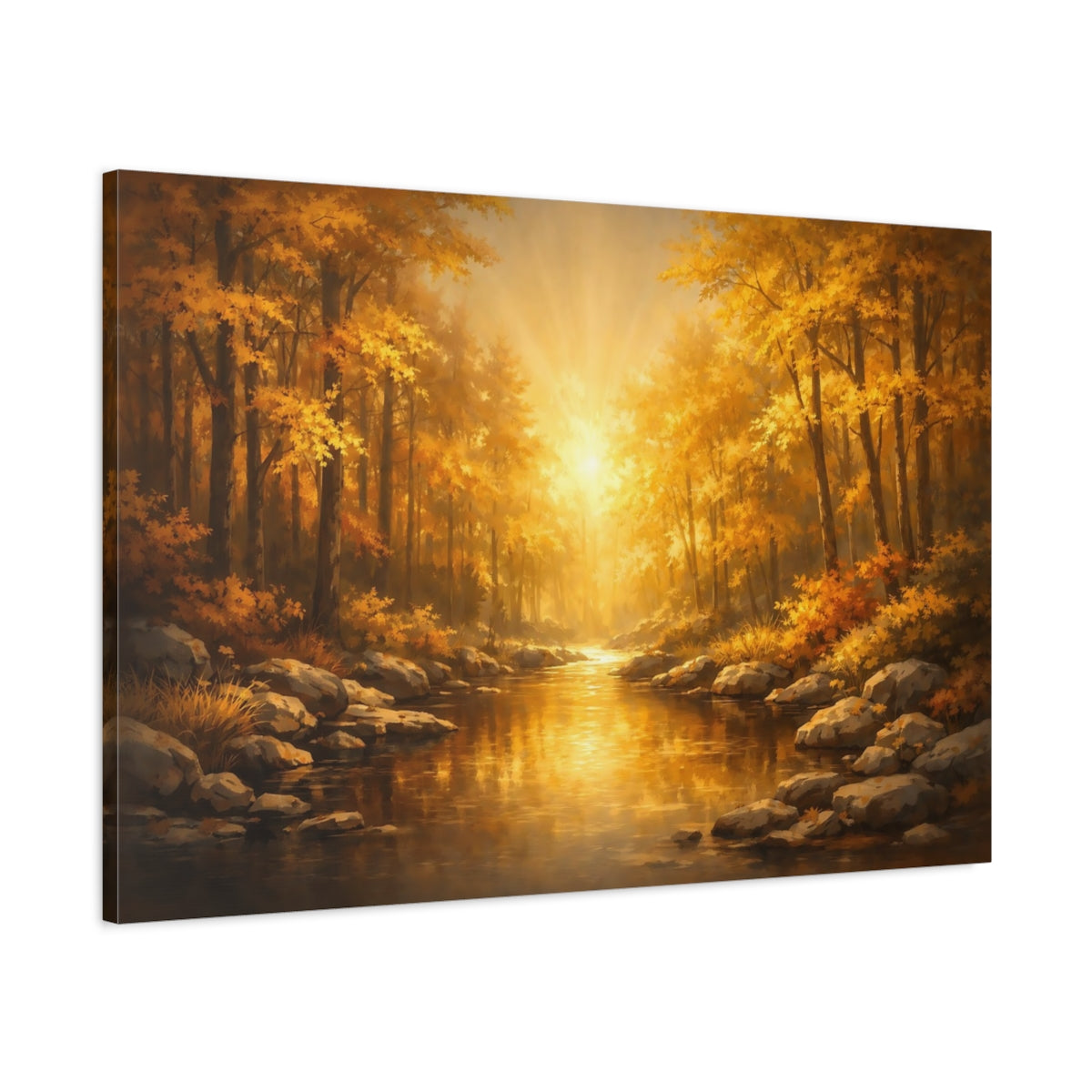 Contemporary Golden Forest Autumn Nature - Canvas Wall Art Print