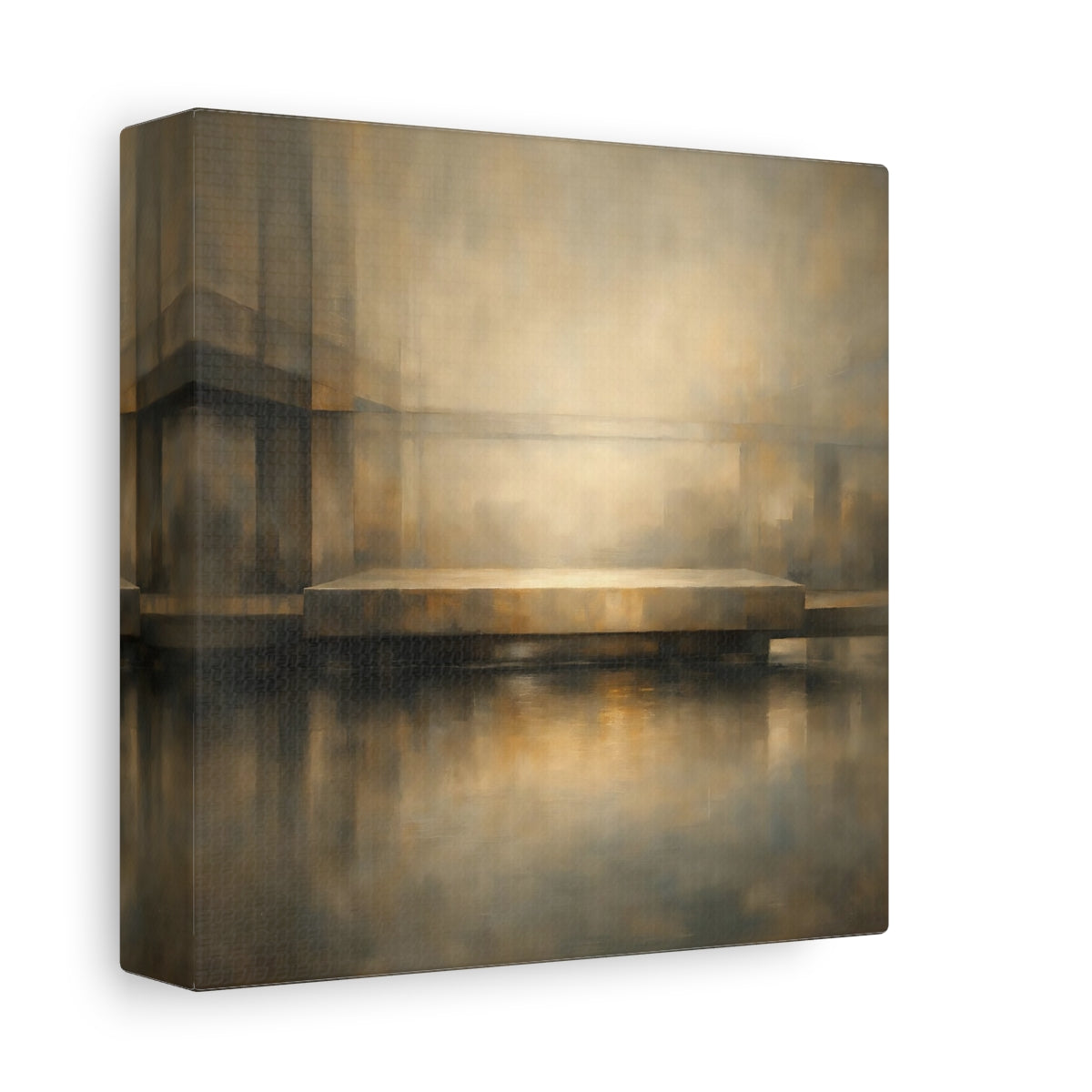 Side Mockup 1. Abstract Abstract Structure Brown Gray Abstract shown as stretched canvas wall art