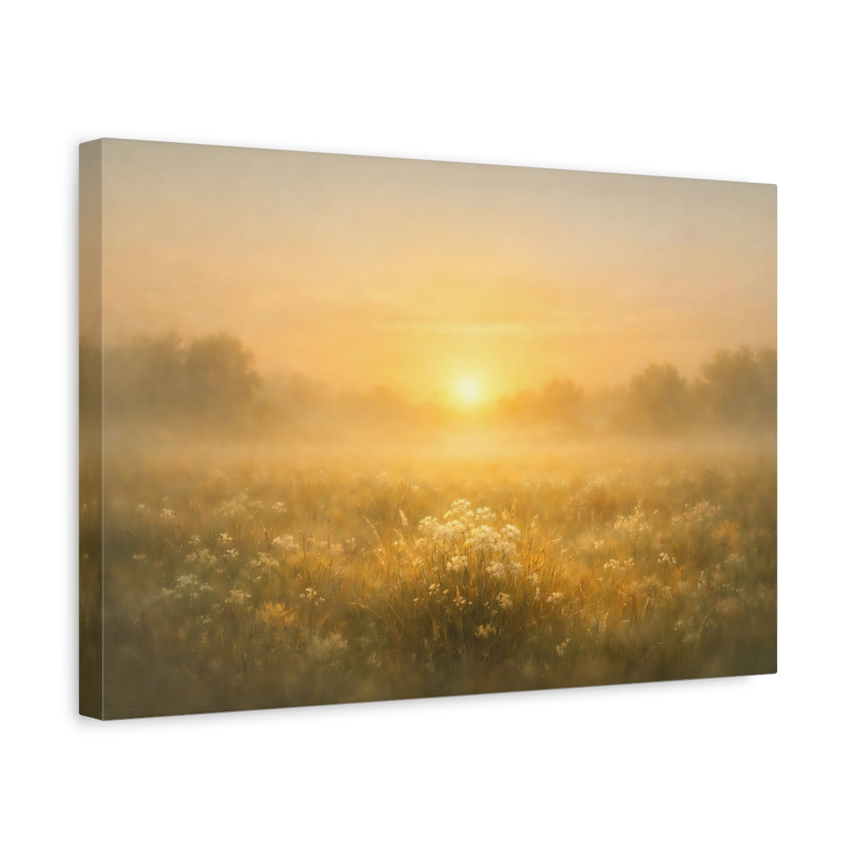 Golden Glow Sunrise Meadow Nature - Canvas Wall Art Print