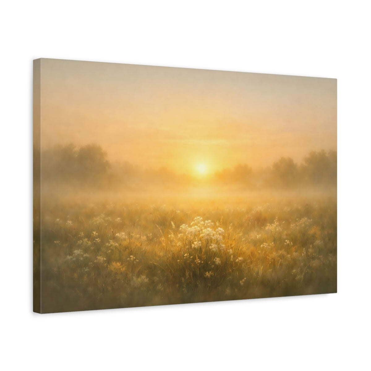 Golden Glow Sunrise Meadow Nature - Canvas Wall Art Print