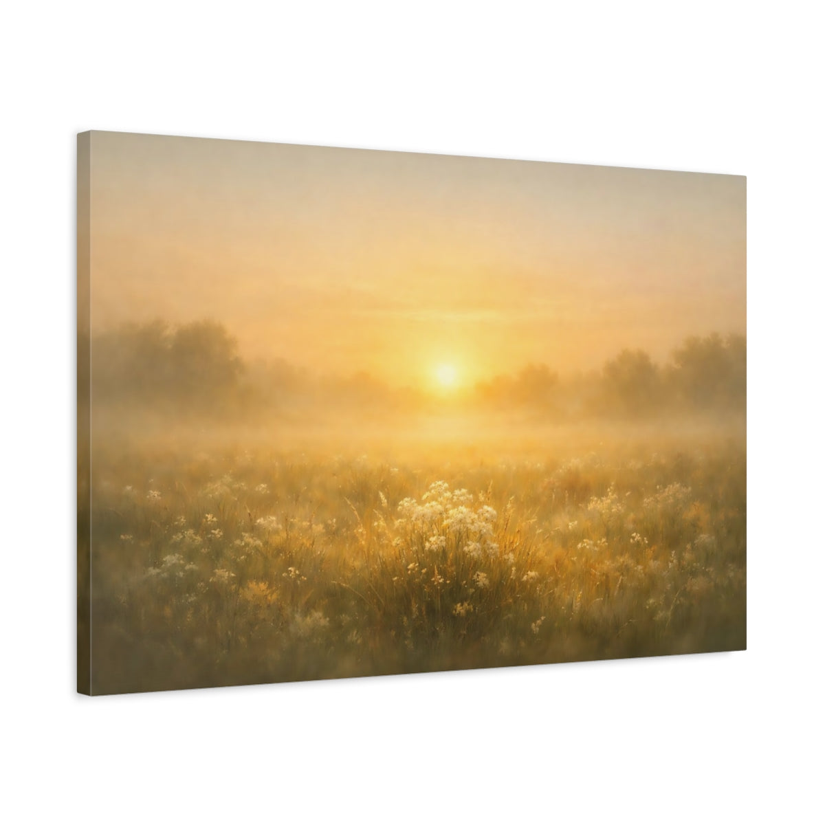 Golden Glow Sunrise Meadow Nature - Canvas Wall Art Print
