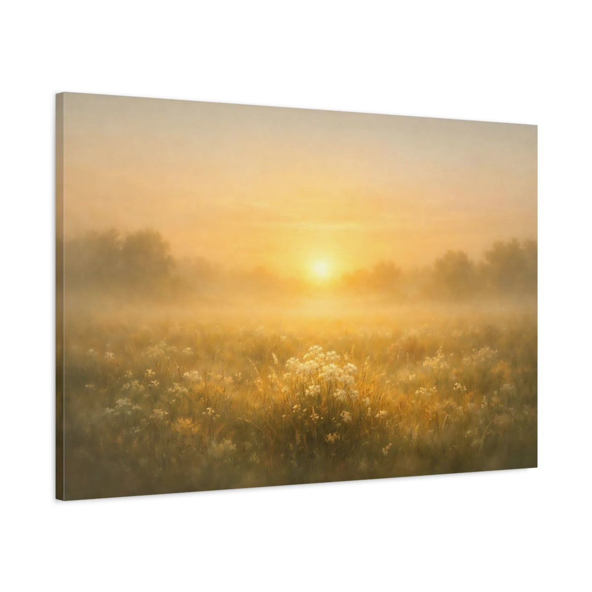 Golden Glow Sunrise Meadow Nature - Canvas Wall Art Print
