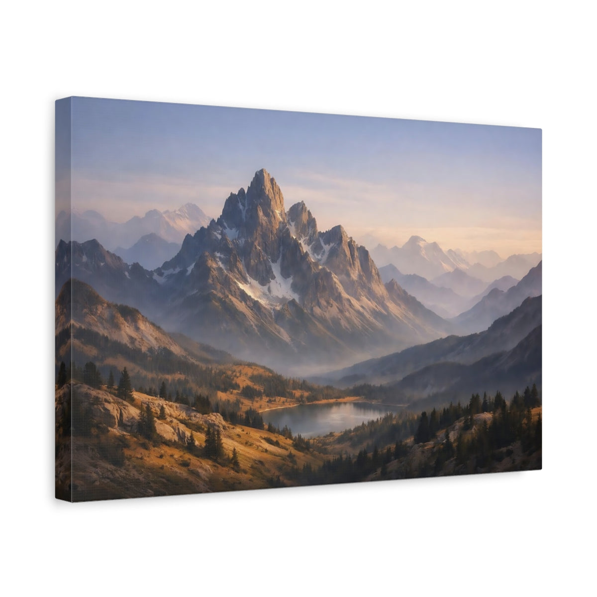 Soft Matte Mountain Range Landscape Nature - Canvas Wall Art Print