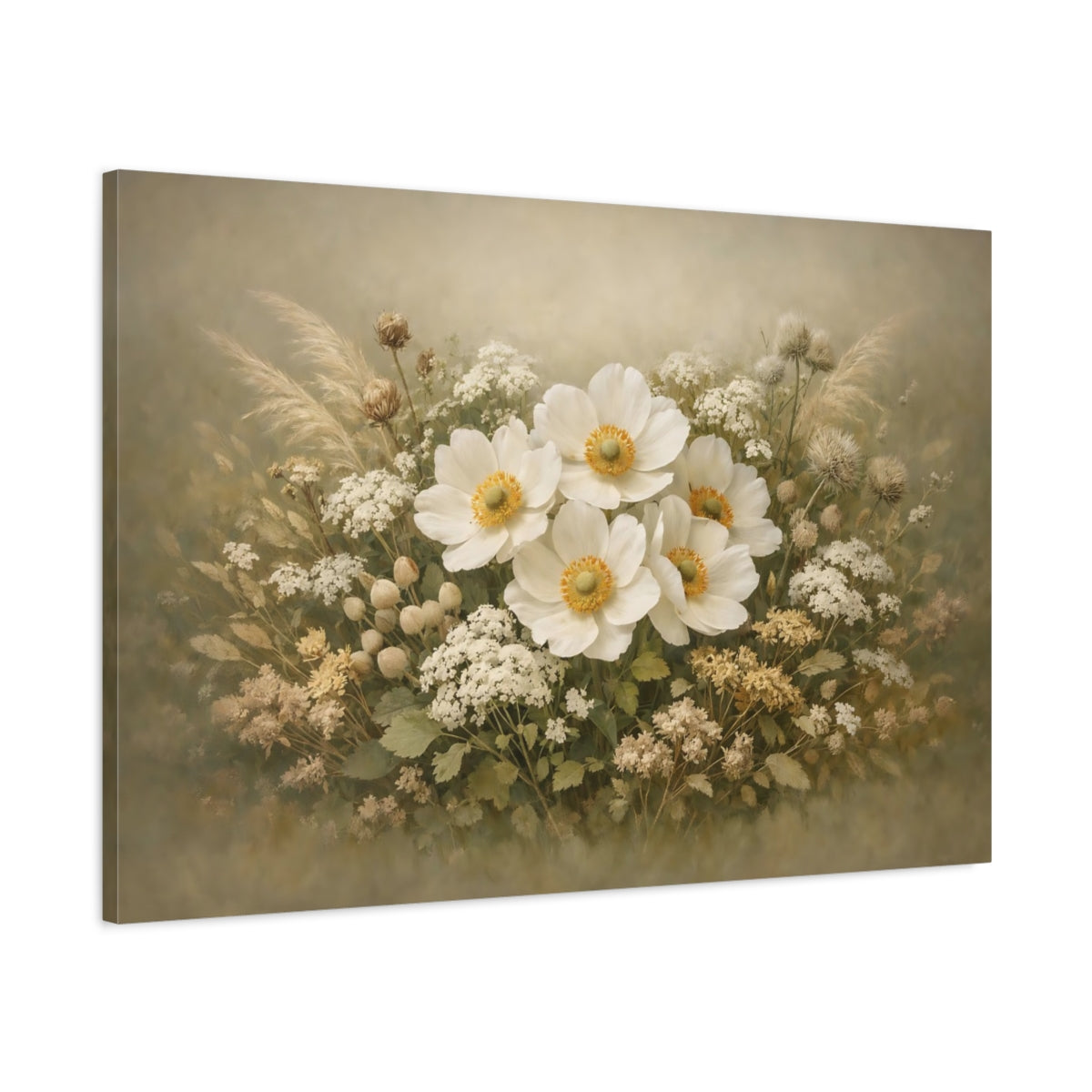 Nature Flower Botanical White Floral - Canvas Wall Art Print