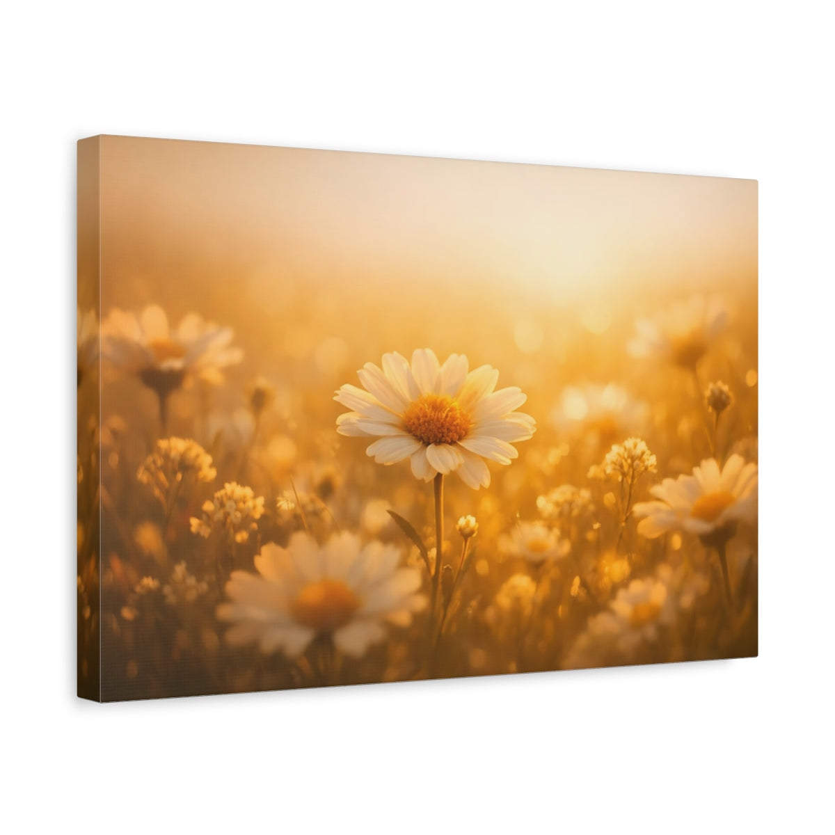 Golden Glow Flower Field Daisy Nature - Canvas Wall Art Print