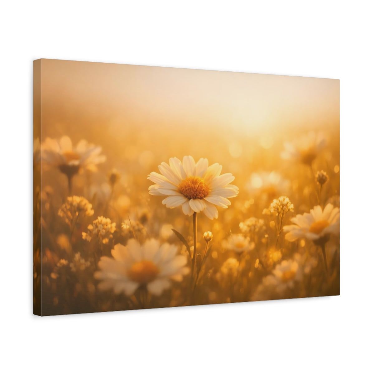 Golden Glow Flower Field Daisy Nature - Canvas Wall Art Print