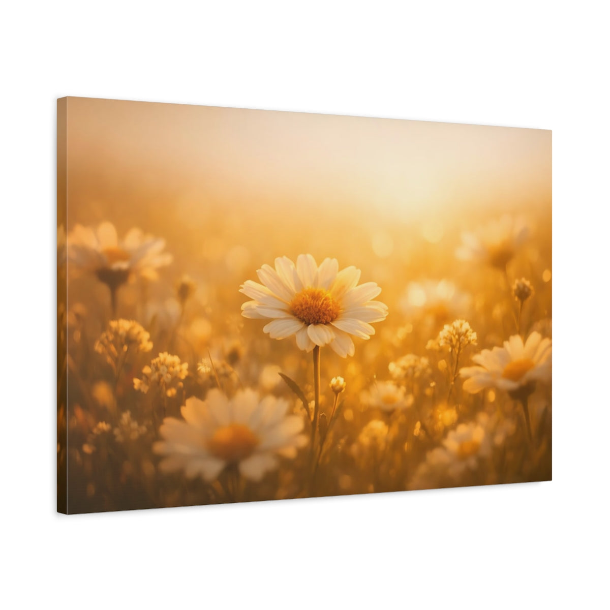 Golden Glow Flower Field Daisy Nature - Canvas Wall Art Print