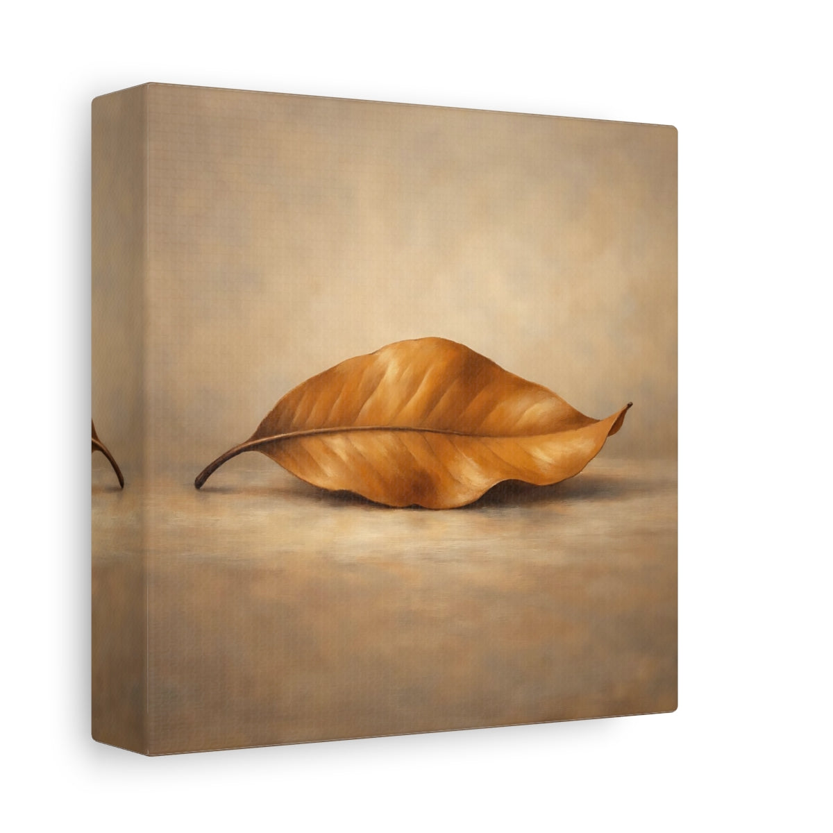 Side Mockup 1. Nature Dried Leaf Brown Leaf shown as stretched canvas wall art