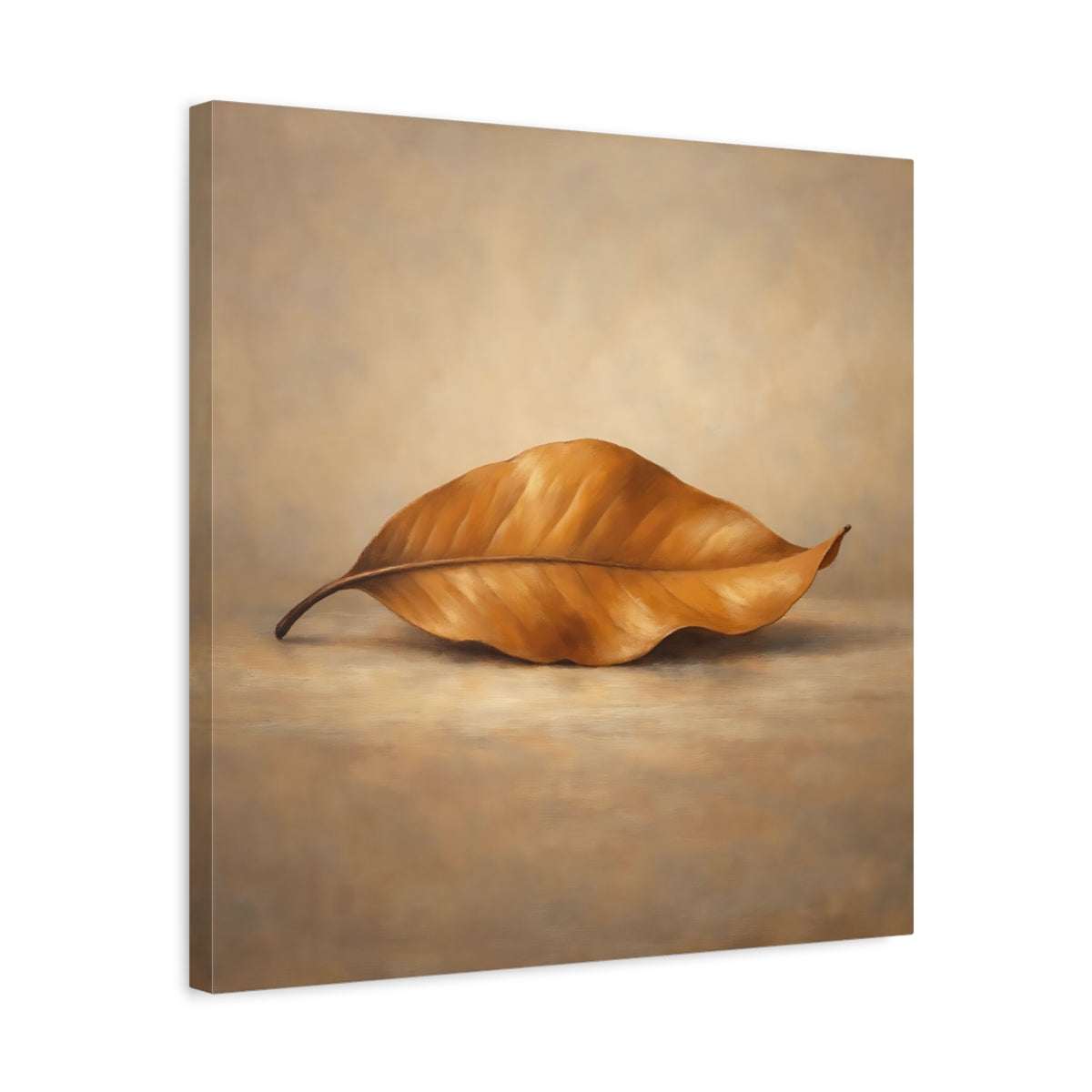 Side Mockup 5. Nature Dried Leaf Brown Leaf shown as stretched canvas wall art