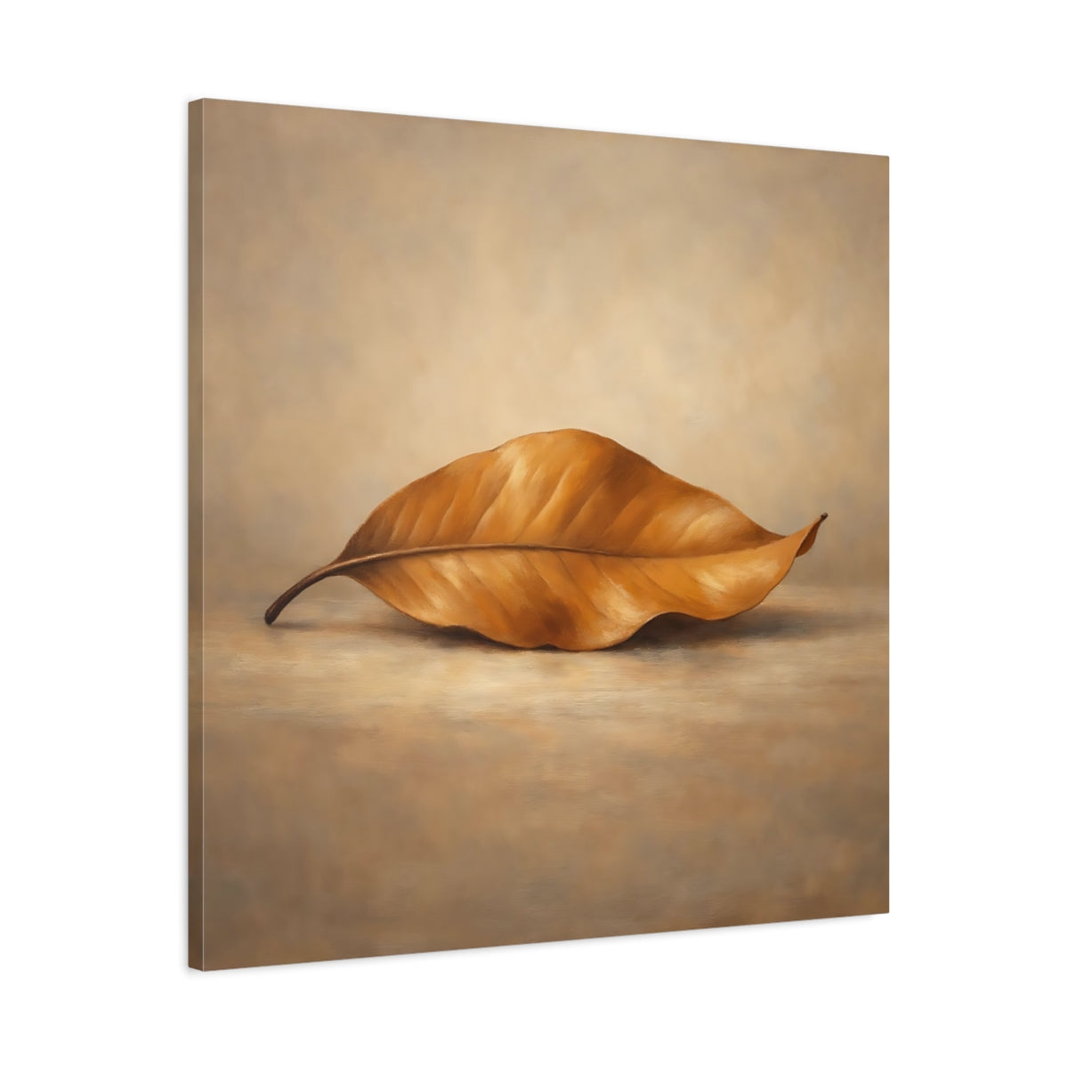 Side Mockup 3. Nature Dried Leaf Brown Leaf shown as stretched canvas wall art
