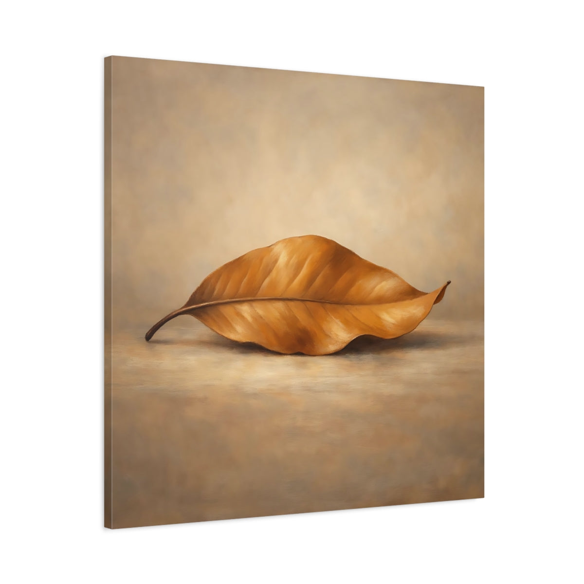 Side Mockup 2. Nature Dried Leaf Brown Leaf shown as stretched canvas wall art
