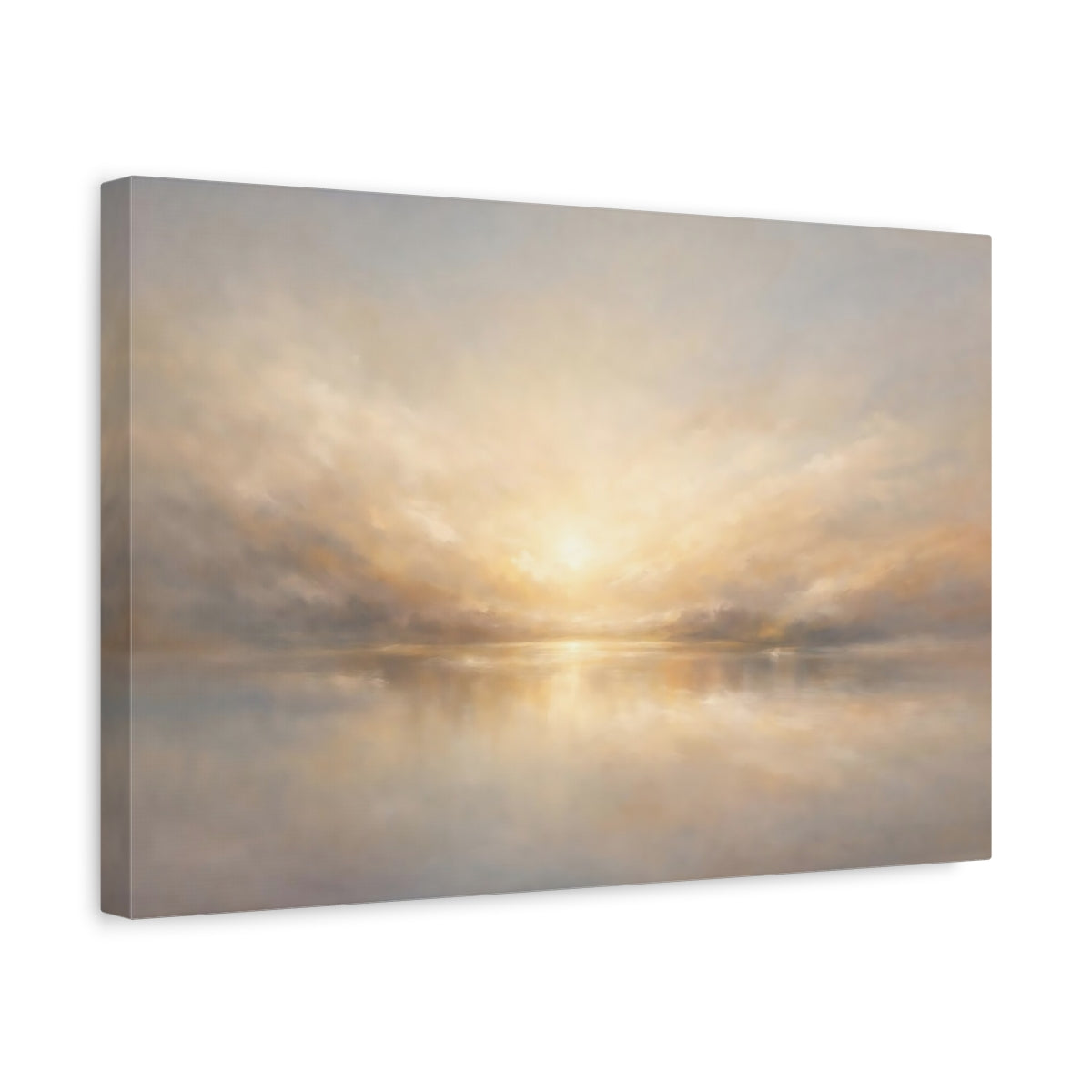 Side Mockup 4. Panoramic Abstract Light Diffusion Horizontal Flow Scene shown as stretched canvas wall art