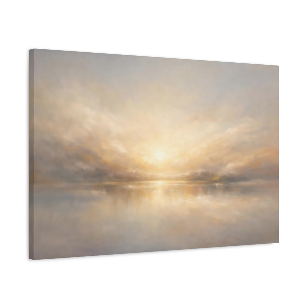 Side Mockup 2. Panoramic Abstract Light Diffusion Horizontal Flow Scene shown as stretched canvas wall art