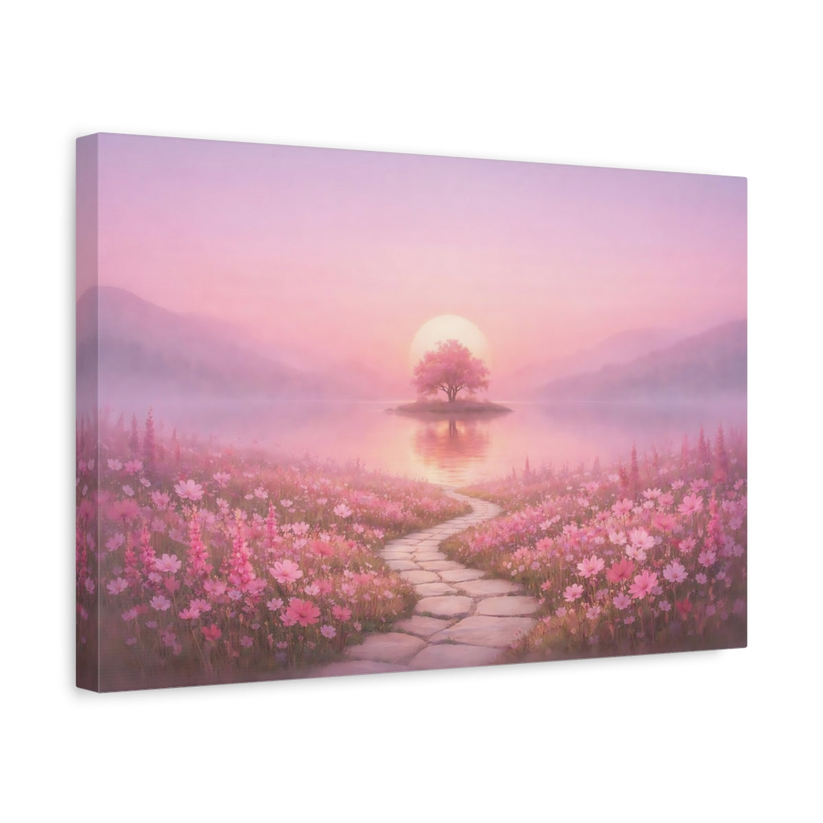 Tonal Gradient Wildflowers Pink Blossom Tree Nature - Canvas Wall Art Print