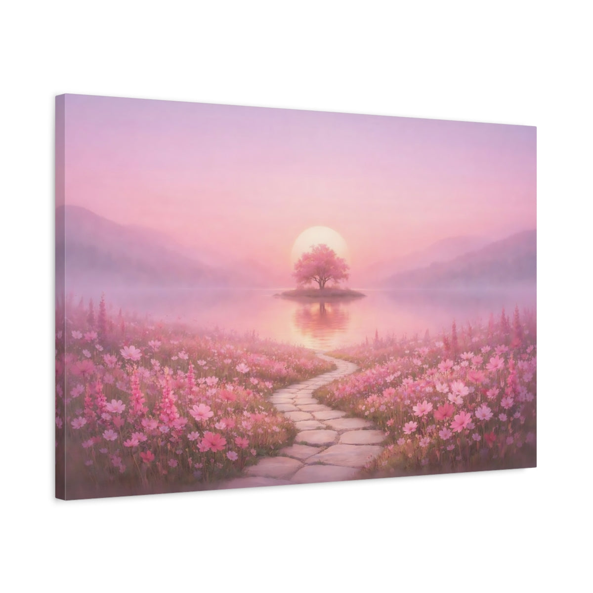 Tonal Gradient Wildflowers Pink Blossom Tree Nature - Canvas Wall Art Print